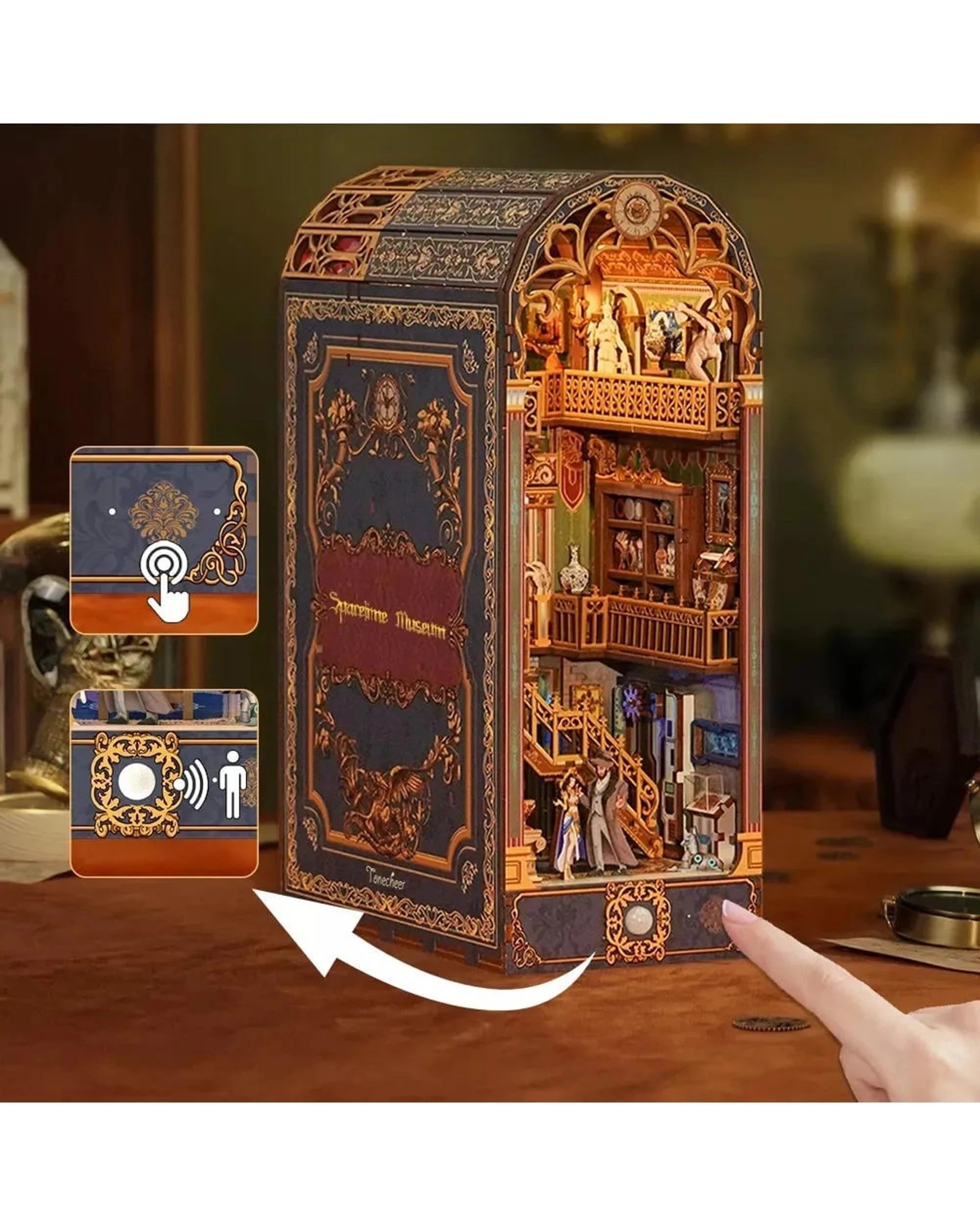 4 Tonecheer 3D Wooden Puzzle DIY Book Nook Kit - Spacetime Museum, 4 of 10