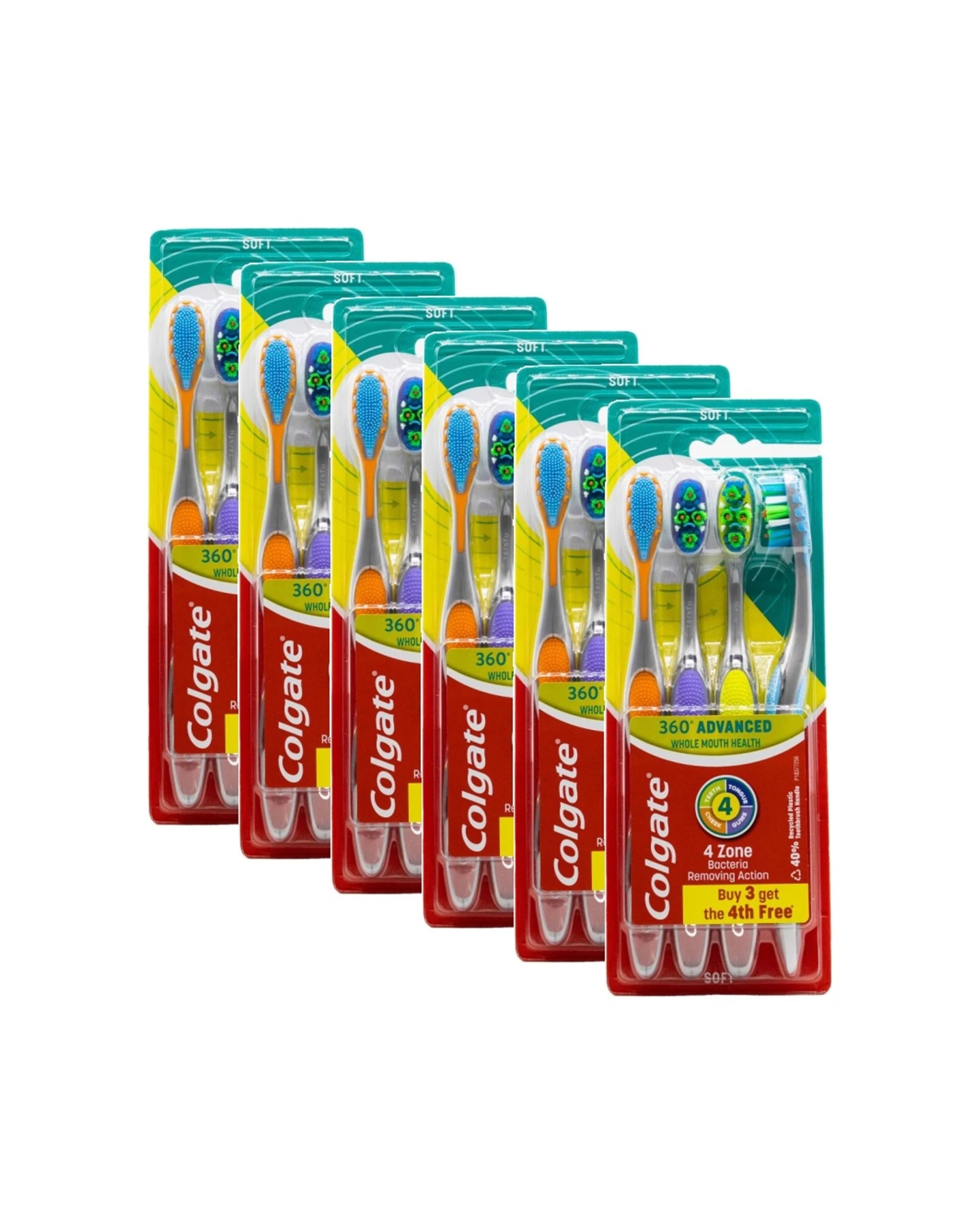 1 Colgate 360 Advanced Toothbrushes Tongue Cheek Cleaner Soft 4PK Dental Care - Multi, 1 of 3