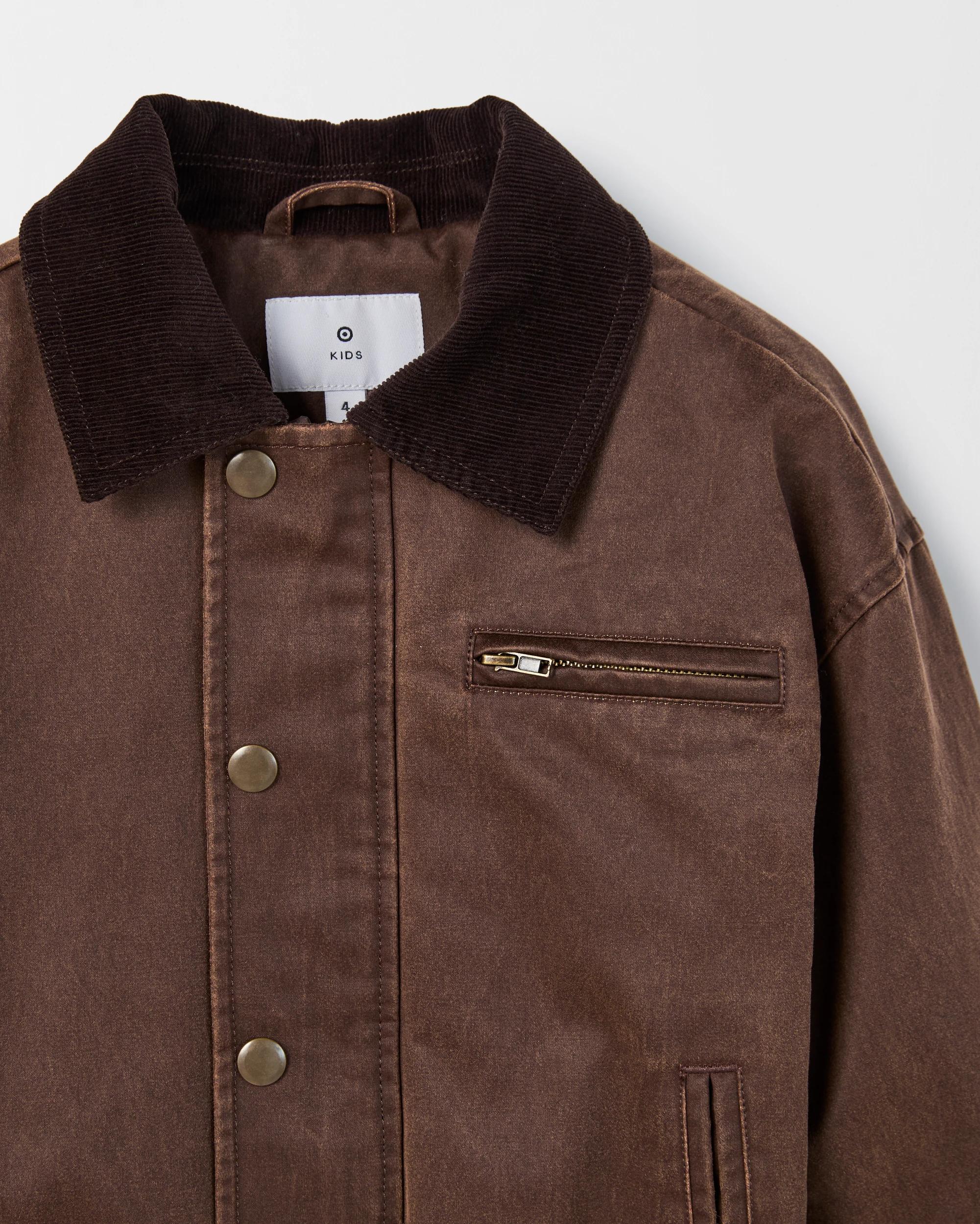 7 Target Kids Australian Cotton Blend Waxed Jacket BROWN, 7 of 7