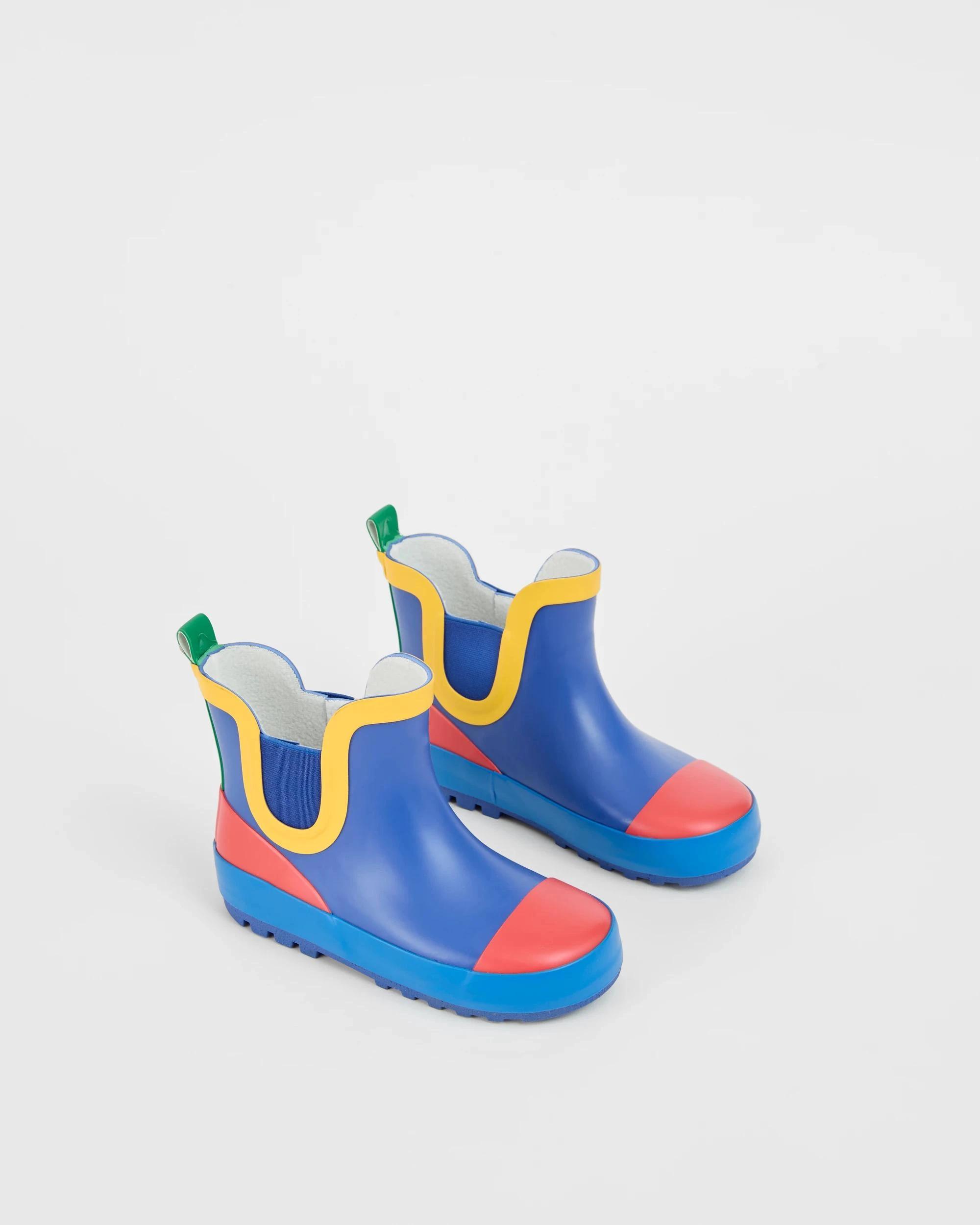 2 Target Kids Colourblock Gusset Ankle Rainboot BLUE, 2 of 3