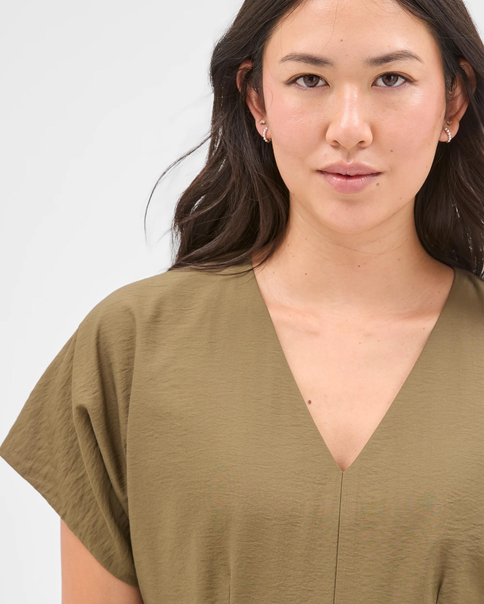 6 Preview Wendy Seam Detail Midi Dress KHAKI OLIVE, 6 of 7