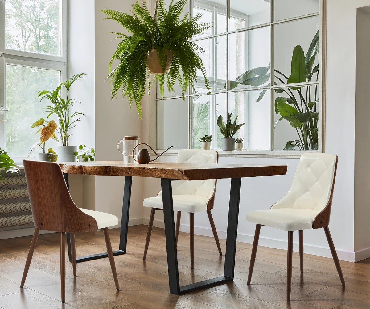 4 Oikiture Dining Chairs Kitchen Accent Lounge PU Leather x4 - White, 4 of 9