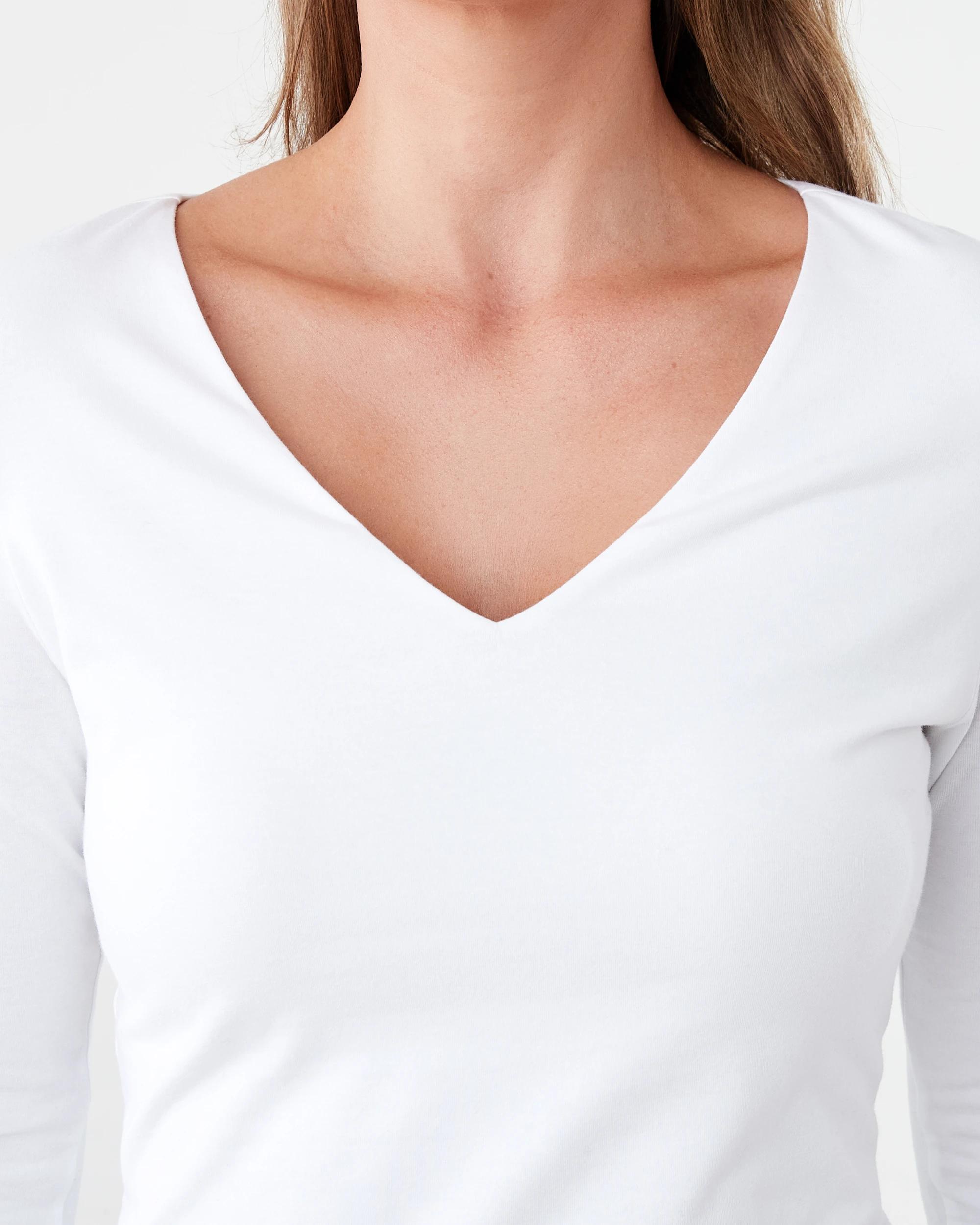5 Long Sleeve V-Neck Top White, 5 of 5
