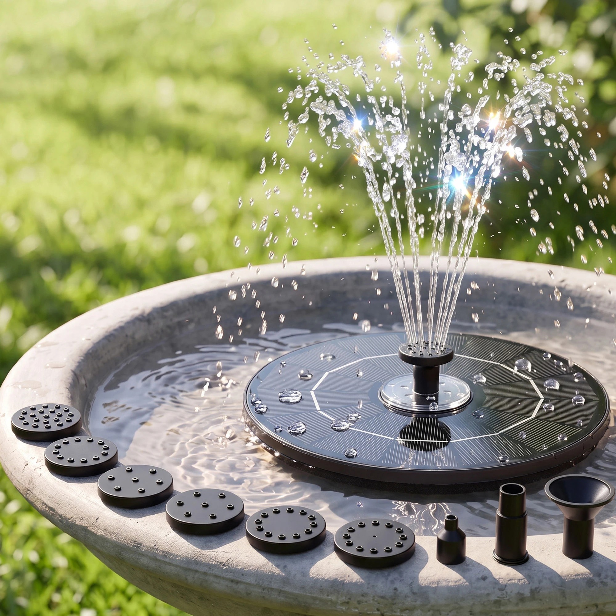 5 Gardeon Solar Fountain Pump Bird Bath LED Lights 165 L/h Flow 17cm - Black, 5 of 9