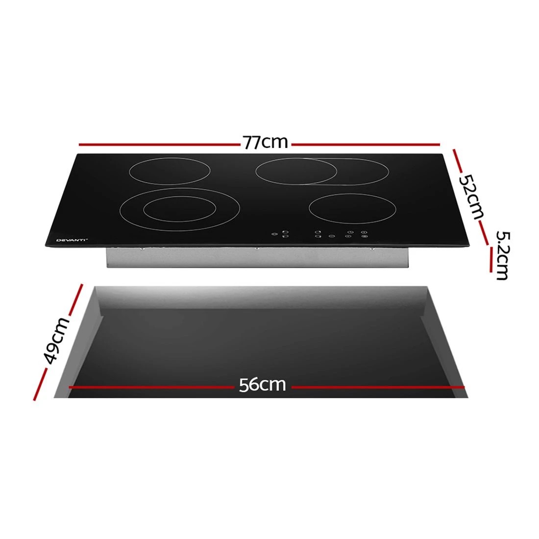 3 Devanti Electric Ceramic Cooktop 77cm - Black, 3 of 7