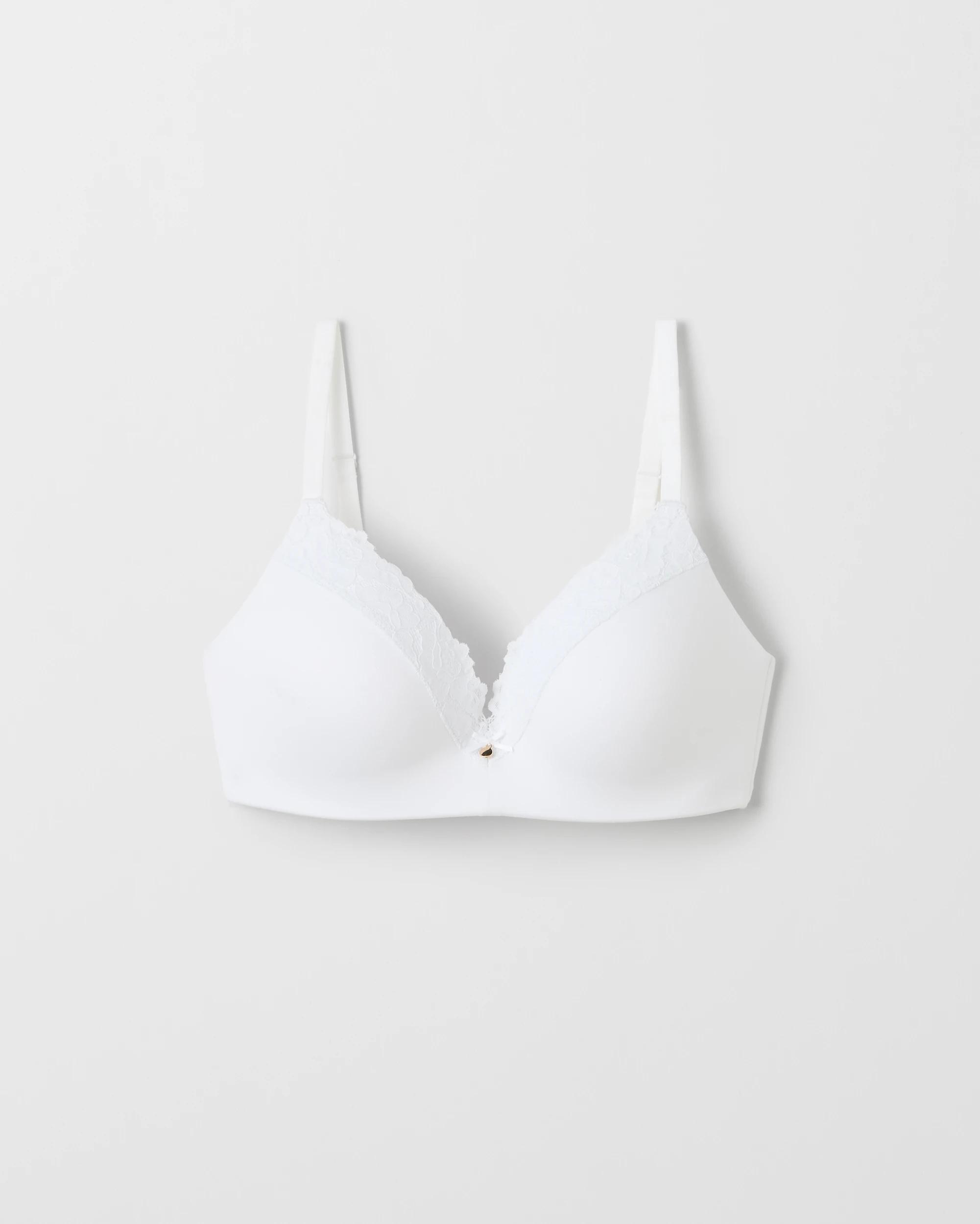 1 Target Woman Lace Trim Overlay Wirefree T-Shirt Bra WHITE, 1 of 5