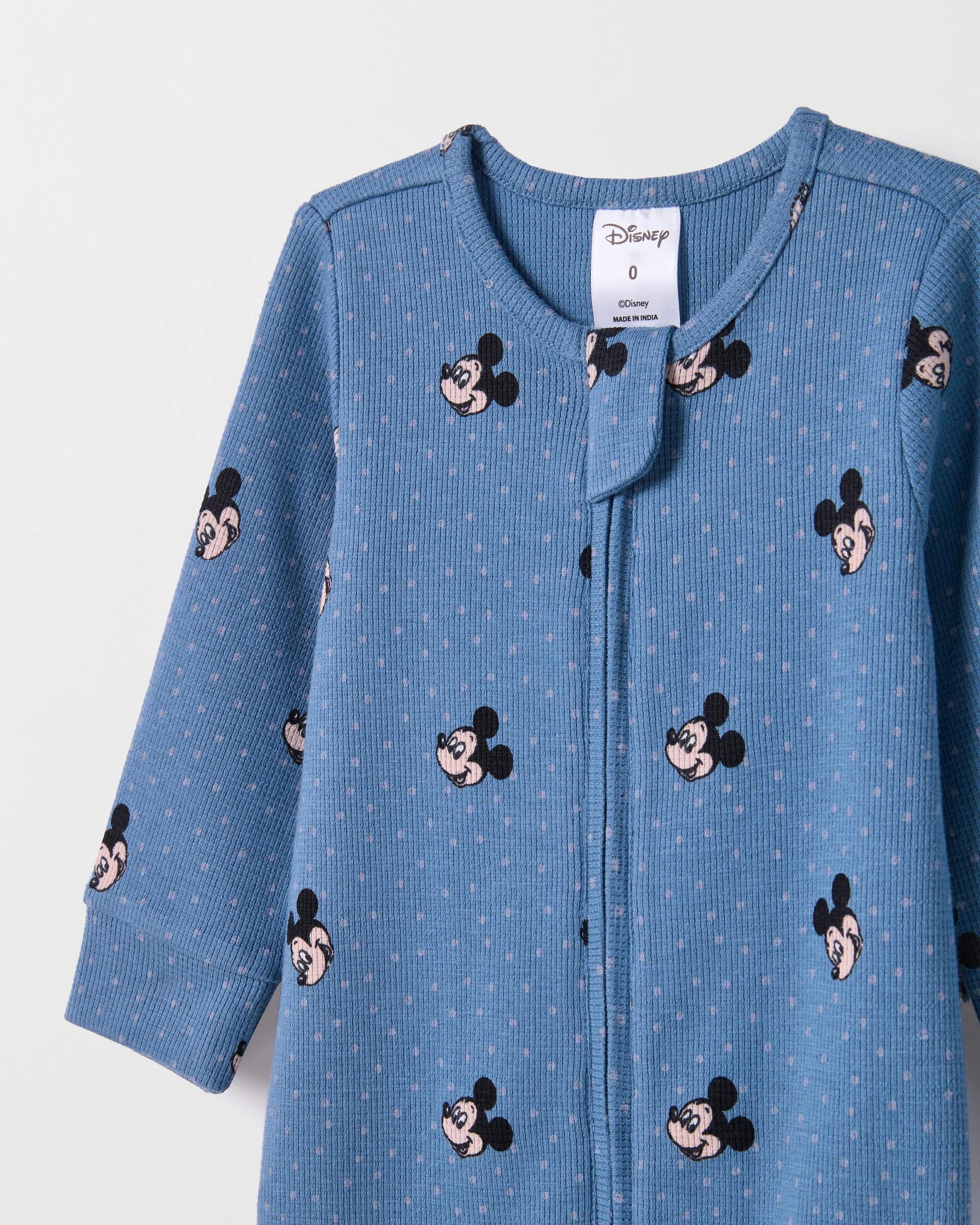 2 Disney Organic Cotton Baby Waffle Footed Zip Coverall MICKEY, 2 of 2