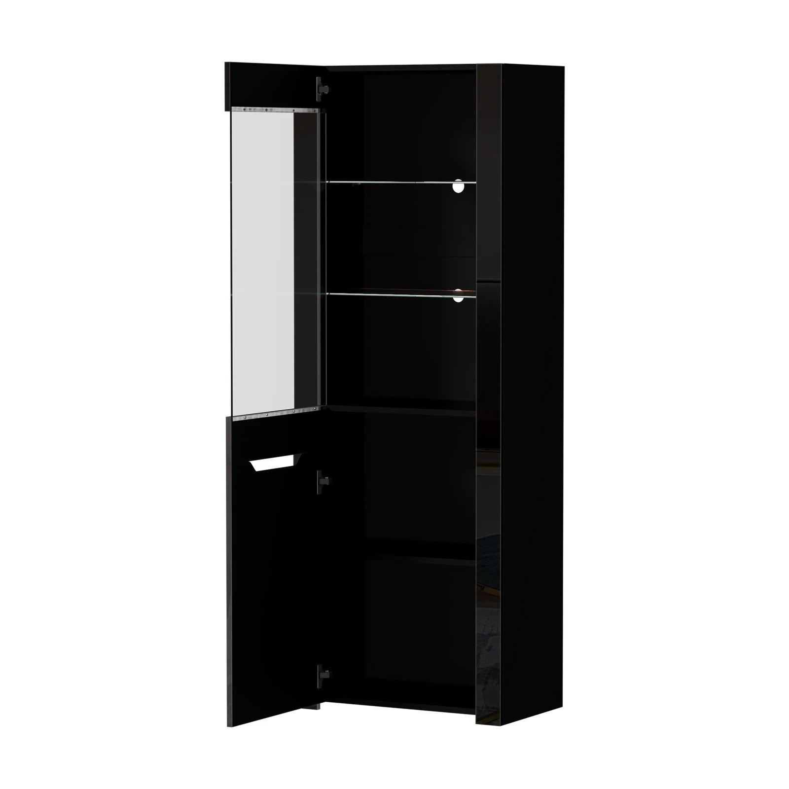 7 Oikiture Display Cabinet Buffet Sideboard High Gloss Cupboard LED Light - Black, 7 of 8