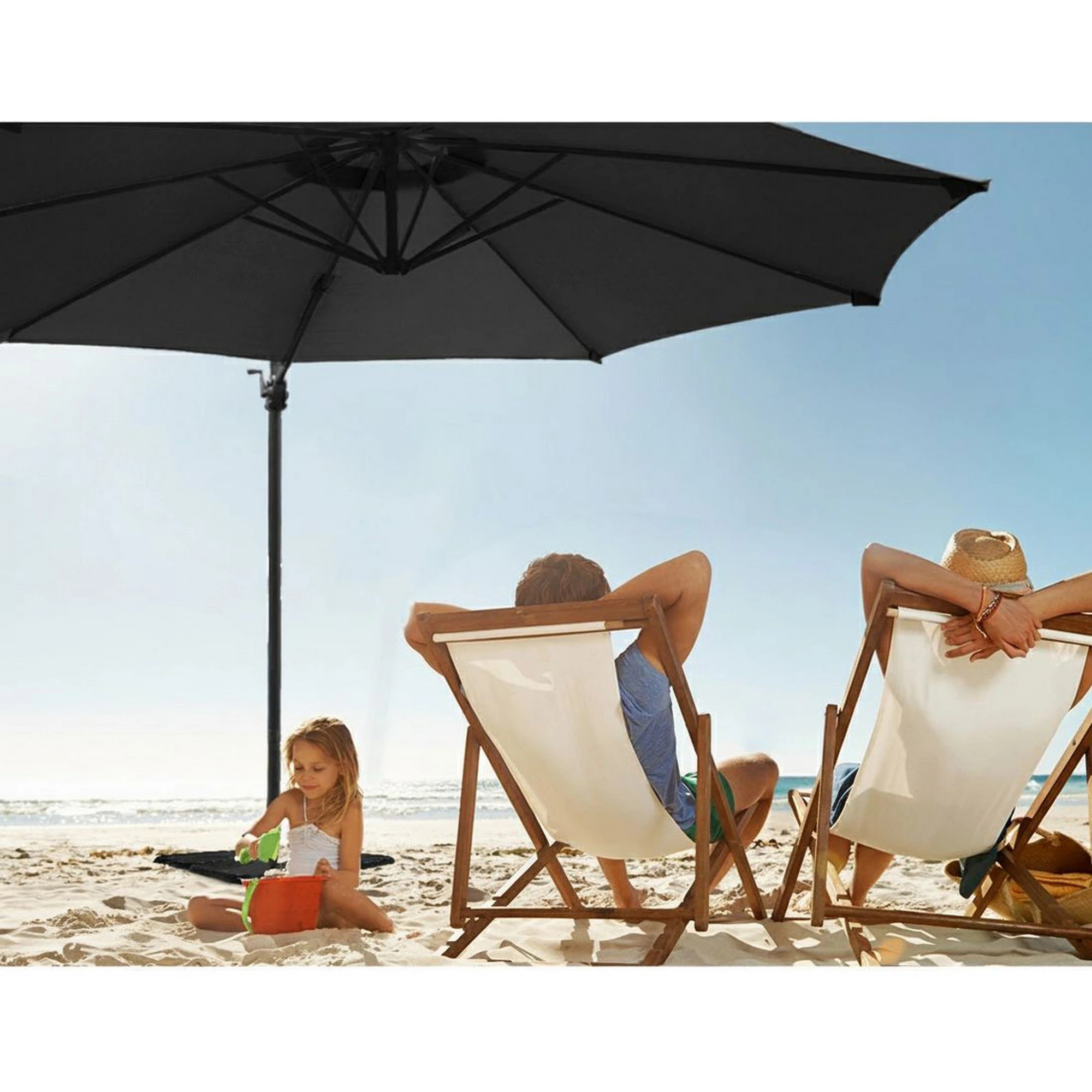 7 Instahut Outdoor Umbrella Cantilever 360 Degree Tilt Beach Roma - Black, 7 of 7