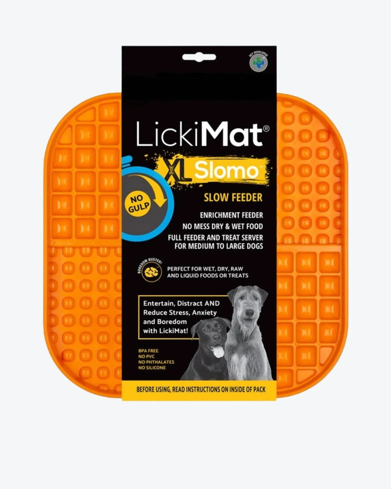 1 Lickimat Slomo Wet & Dry Double Slow Food Dog Bowl - Orange, 1 of 1