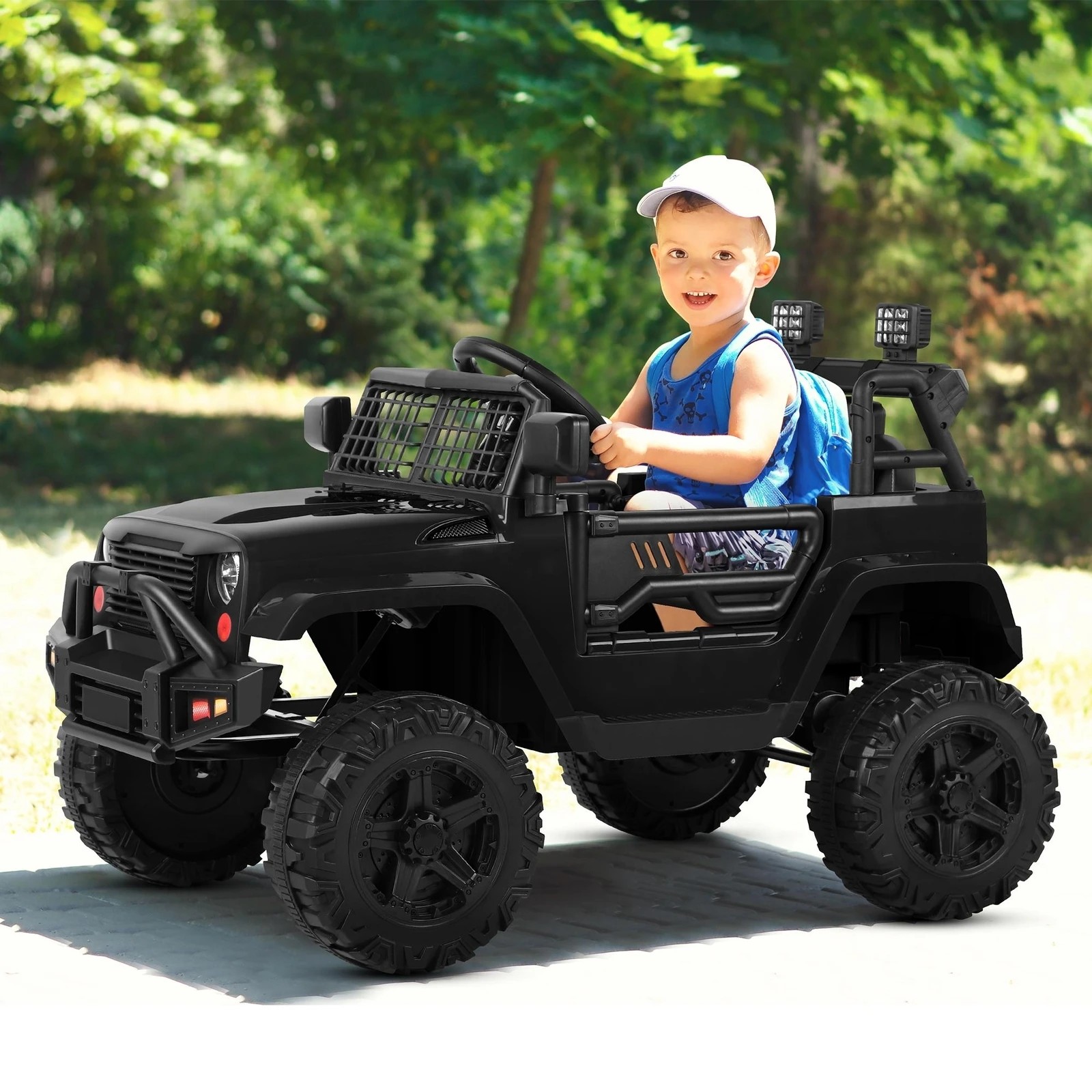 8 Alfordson Kids Ride On Car Toy Jeep Electric 12V 70W Motors R/C LED Lights - Black, 8 of 10