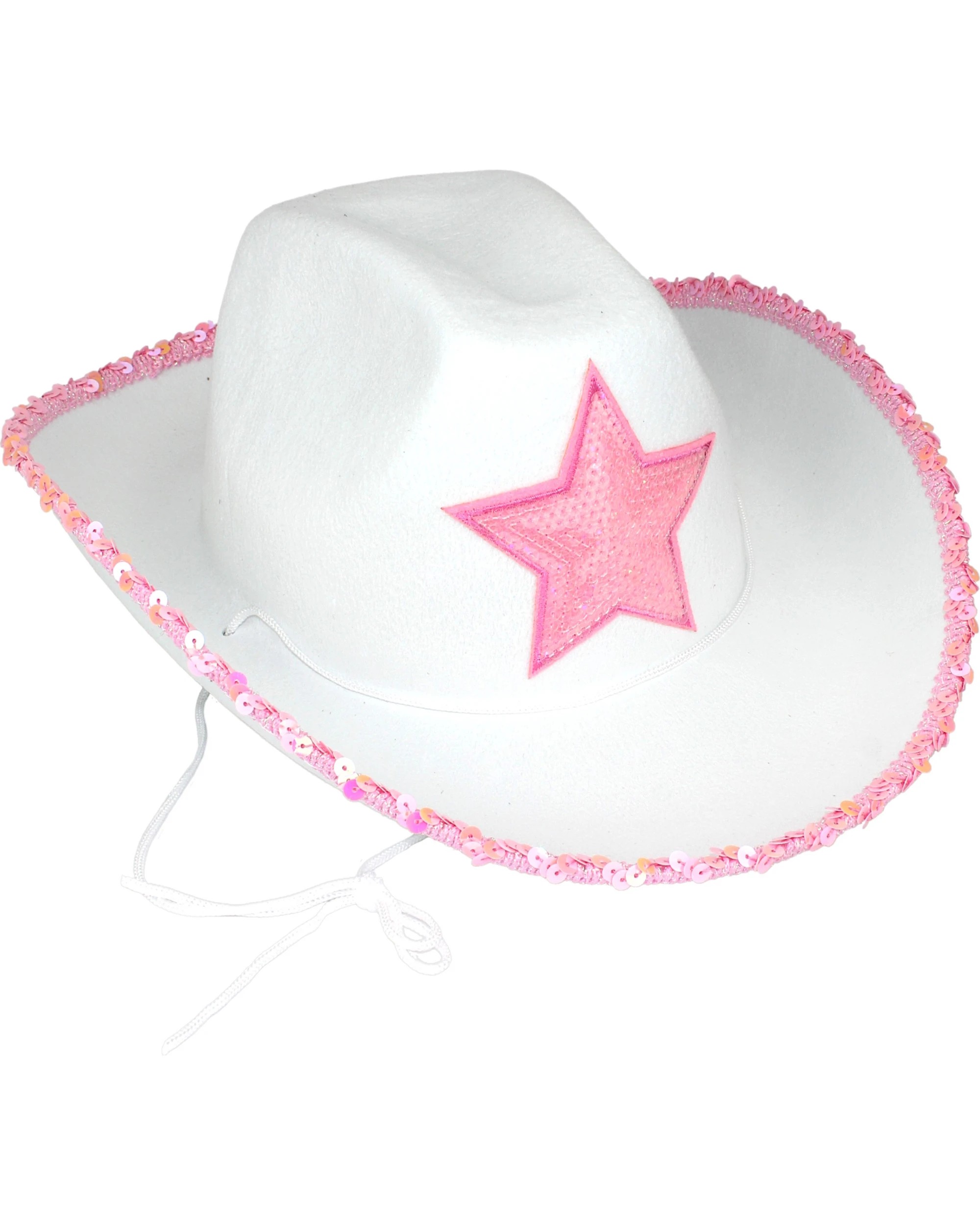 1 Partyrama White Cowboy Star Hat With Pink Sequins, 1 of 1