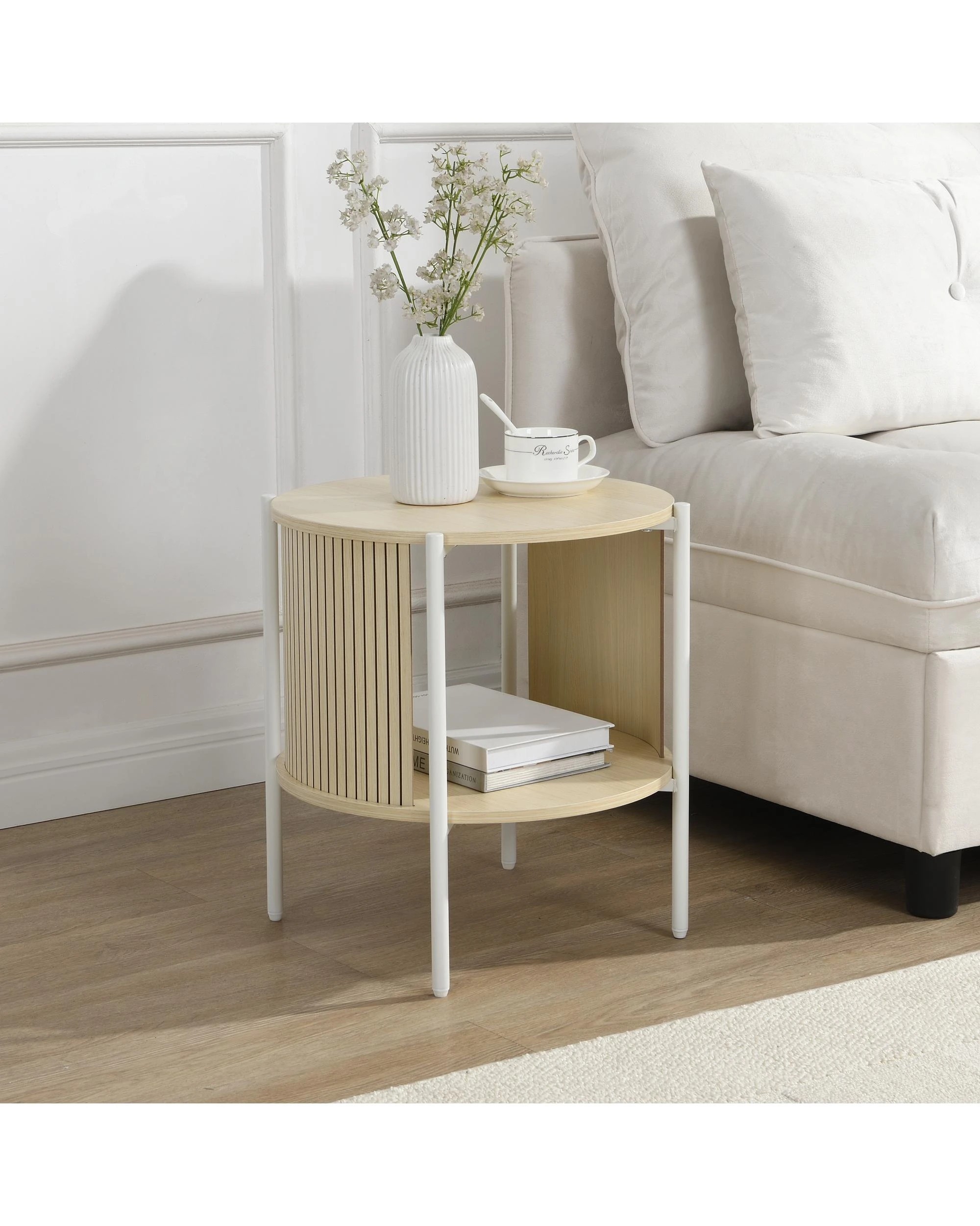 2 Kodu Side Table Round Light Oak - White, 2 of 8