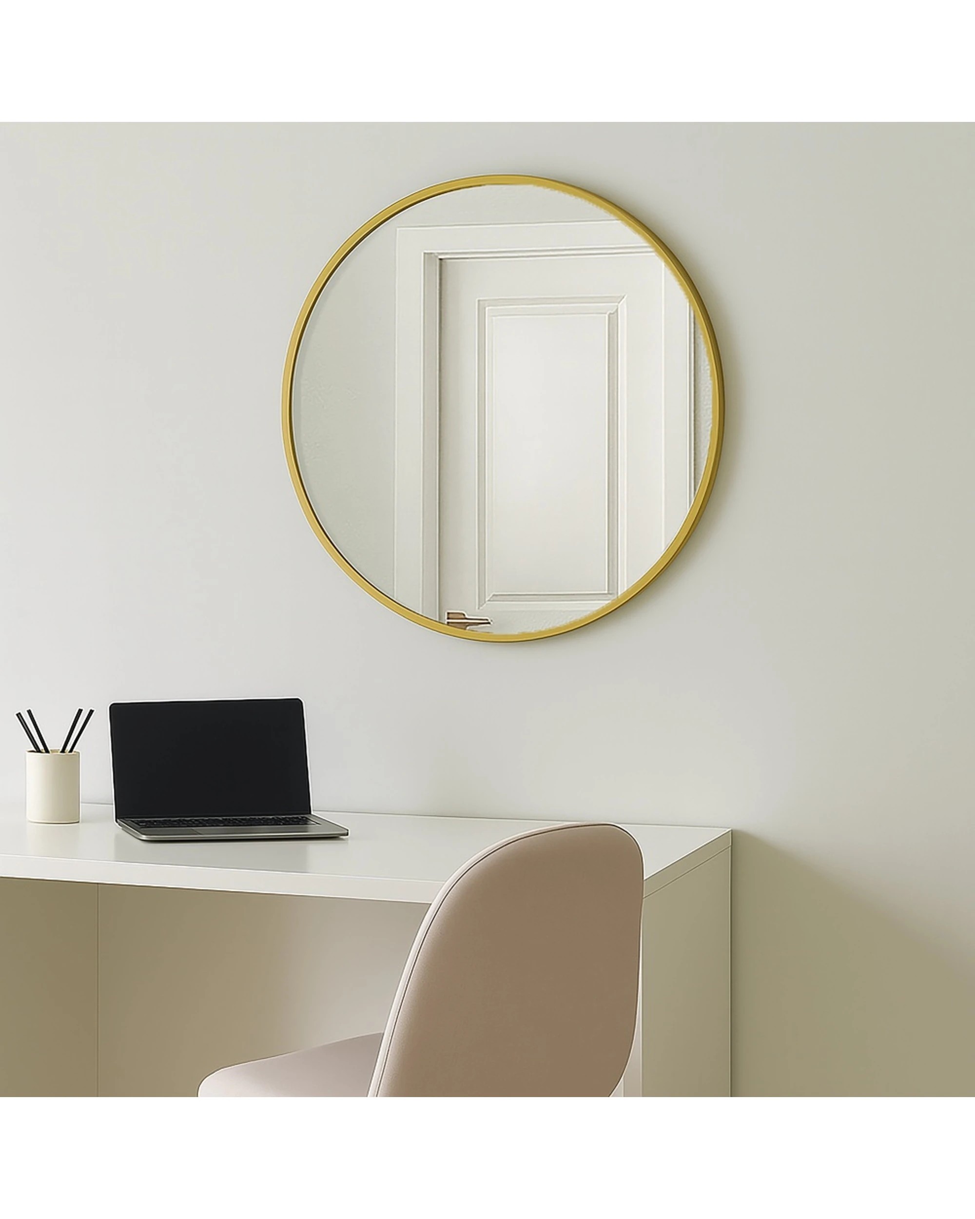 4 Urban Style Reflections Round Mirror Contemporary Home Decor 80cm - Gold, 4 of 9