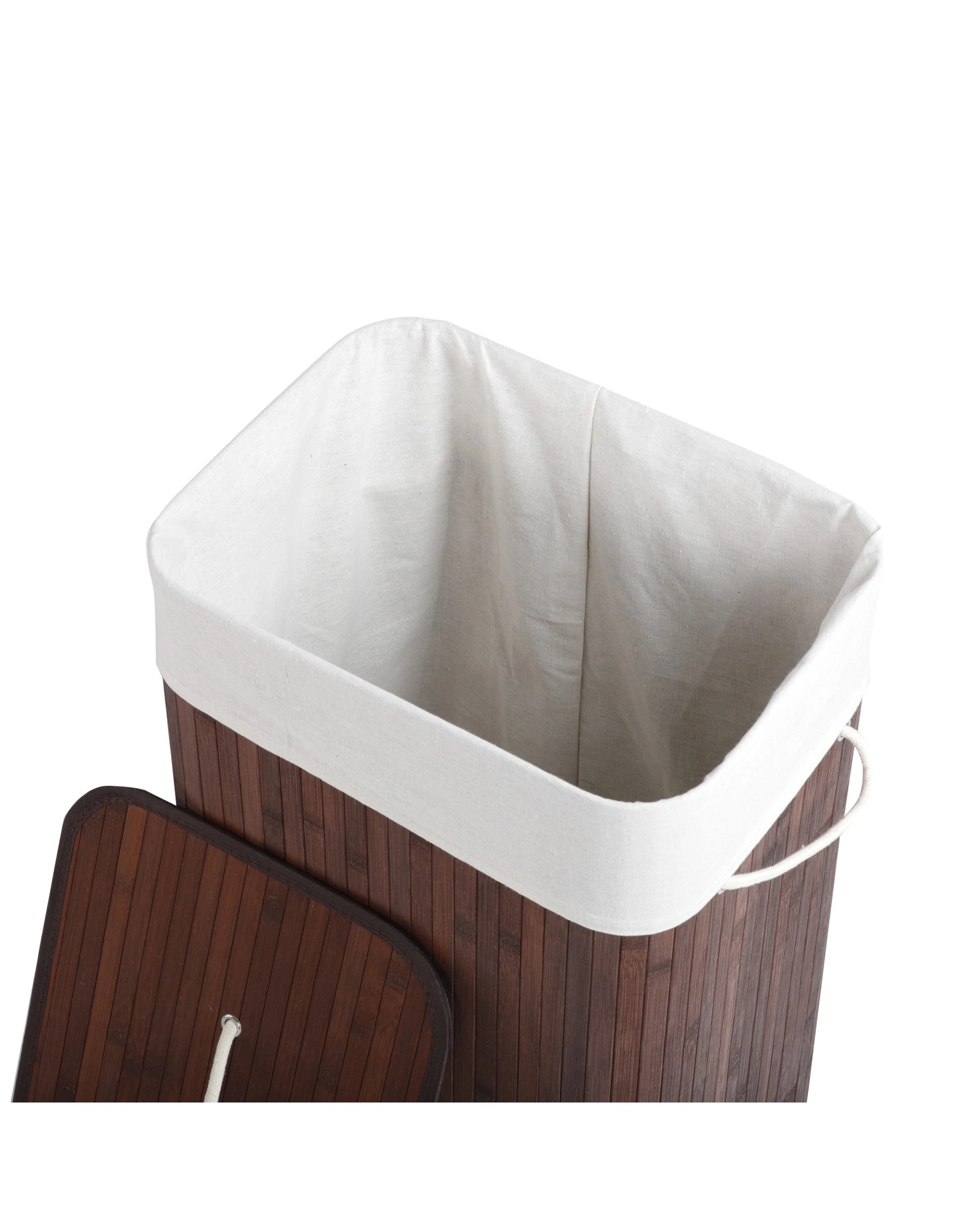 2 Sherwood Home Tall Rectangular Folding Bamboo Laundry Hamper with Lid 40x30x60cm - Natural Bamboo, 2 of 5