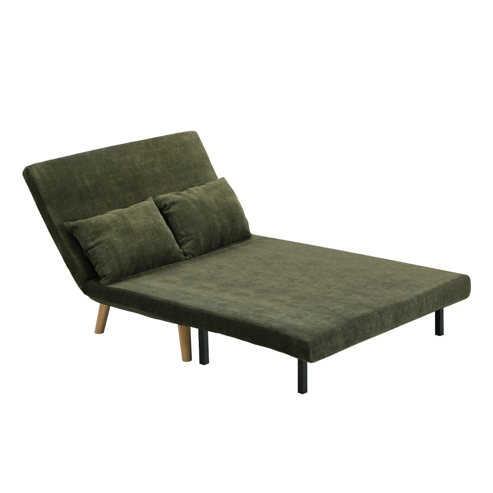 5 Oikiture Sofa Bed Lounge Chair Polyester Recliner Wood Leg 2 Seater
 - Green, 5 of 8