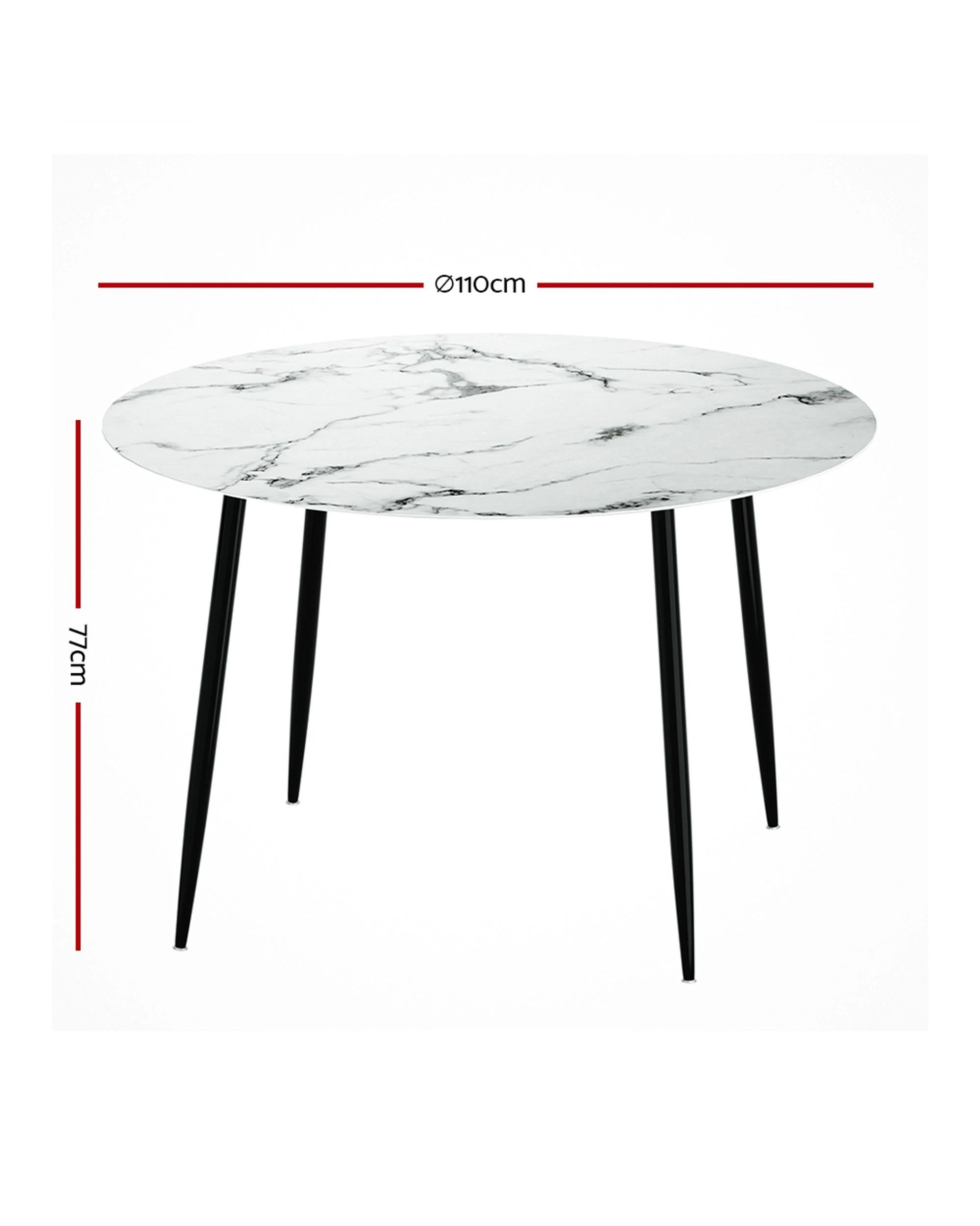 2 Artiss Dining Table Round Marble Effect 110CM - Multi, 2 of 6