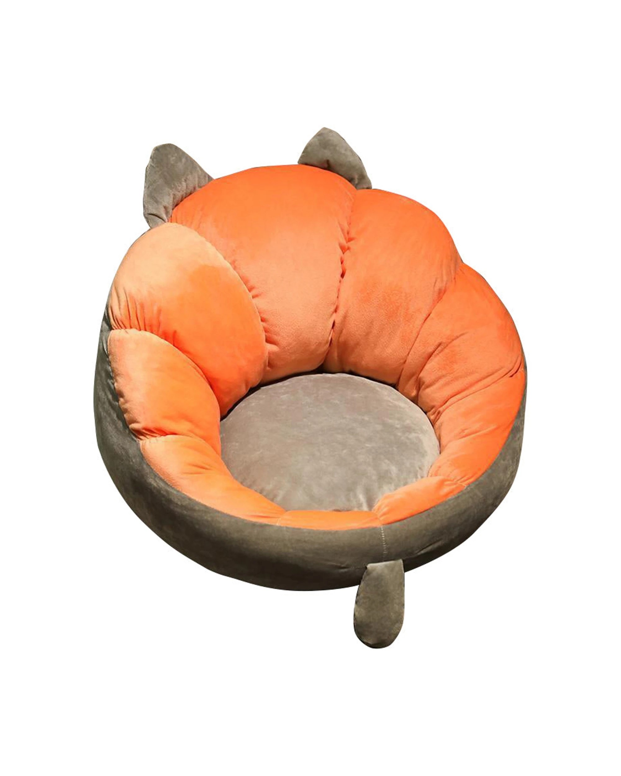 1 Cotton More Orange Cat Flower Floor Cushion Seat 60x25x10cm - Multi, 1 of 5