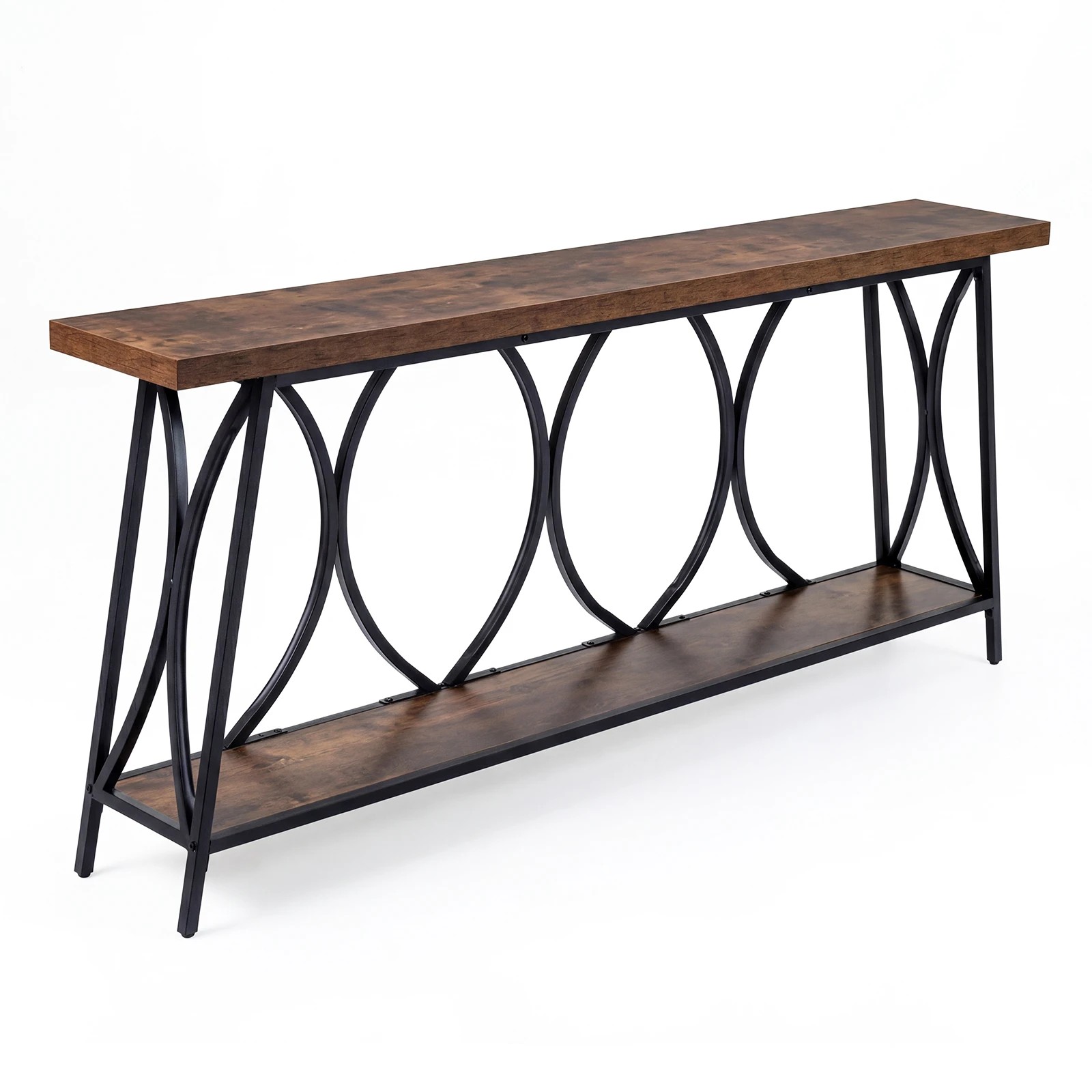 1 Costway 180cm Extra Long Console Table 2-Tier Narrow Sofa Table, 1 of 7