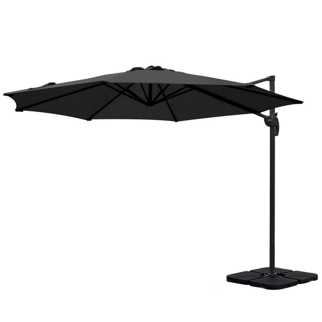 4 Instahut 3m Outdoor Umbrella w/Base Cantilever Beach Roma 360 Degree Tilt
 - black, 4 of 7