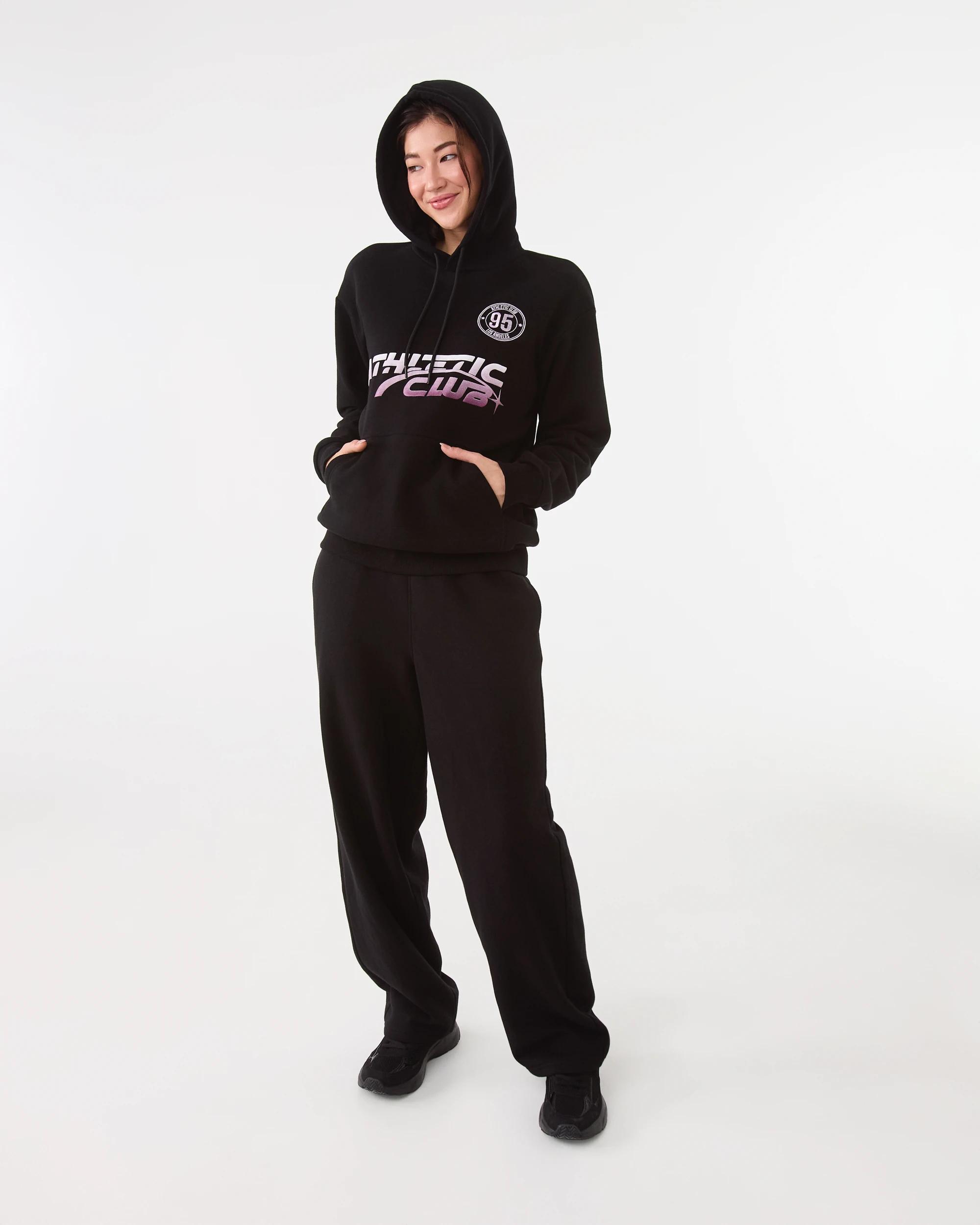 5 Active Womens Barrel Leg Fleece Trackpants Black, 5 of 6