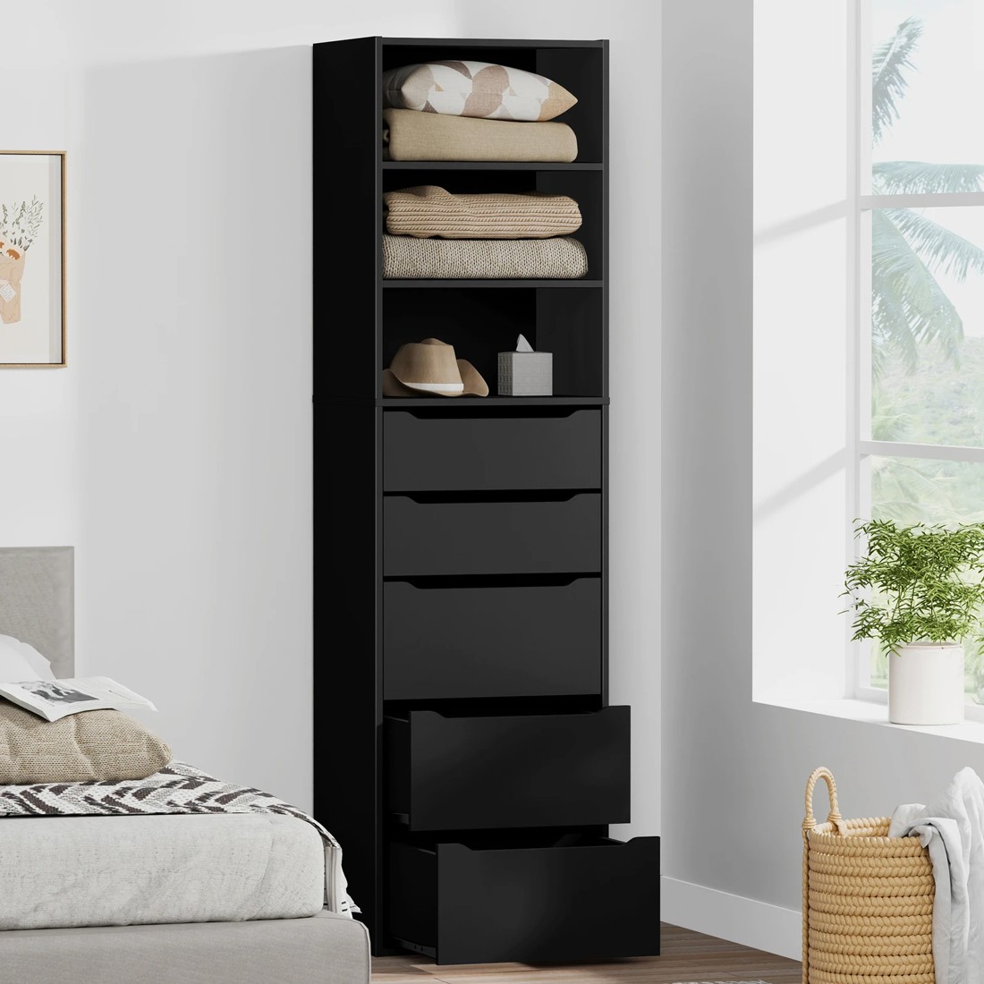 2 Alfordson Wardrobe Clothes Storage Cabinet Closet Organizer 5 Drawers - Black, 2 of 10