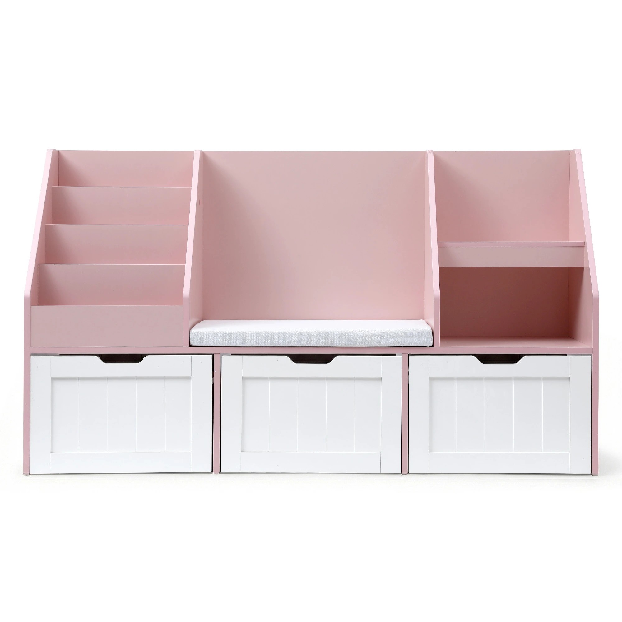 4 Keezi Kids Bookshelf Storage Organiser Toy Box Drawer Bench Seat Cabinet - Pink, 4 of 9