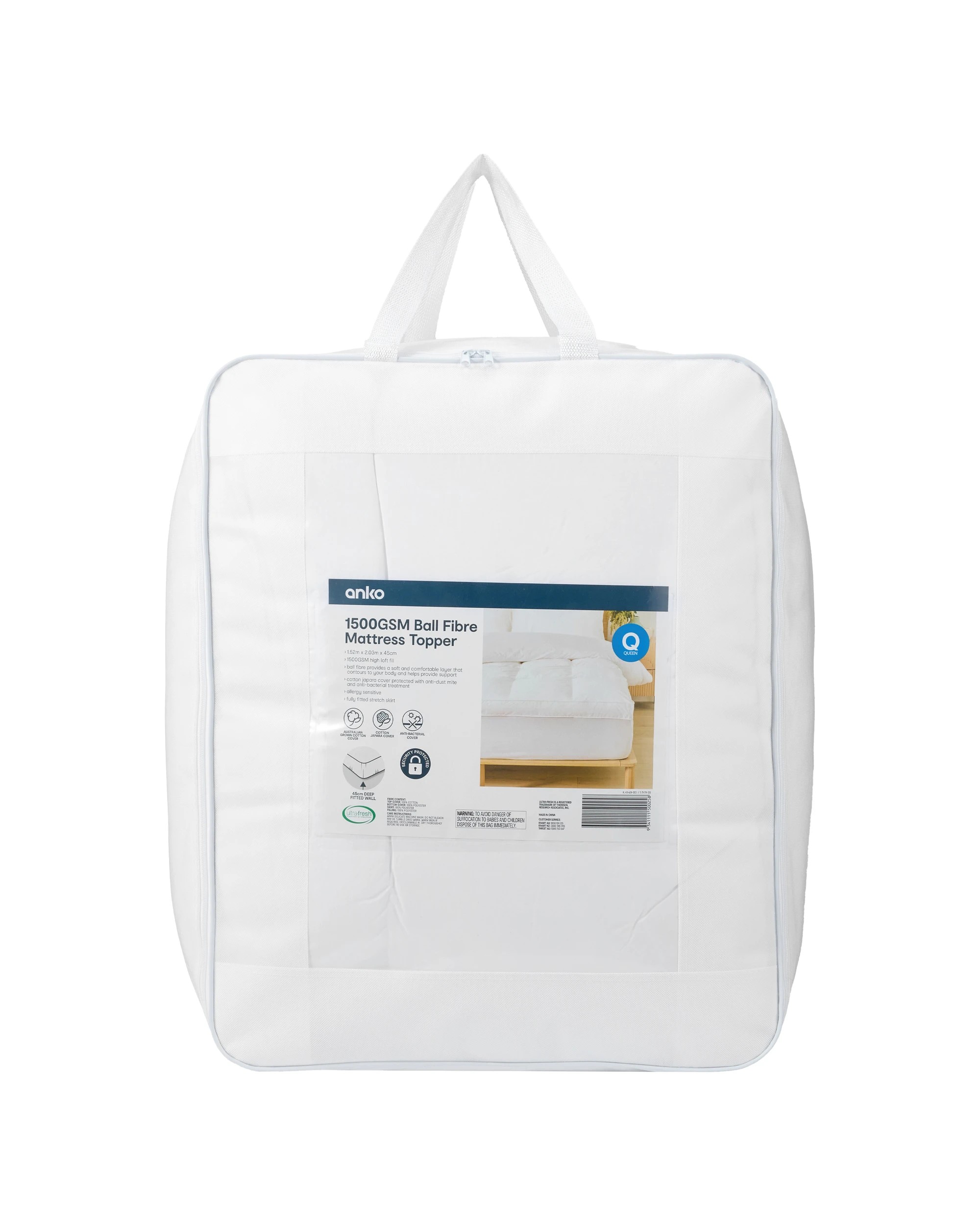 1 1500GSM Ball Fibre Mattress Topper, 1 of 6