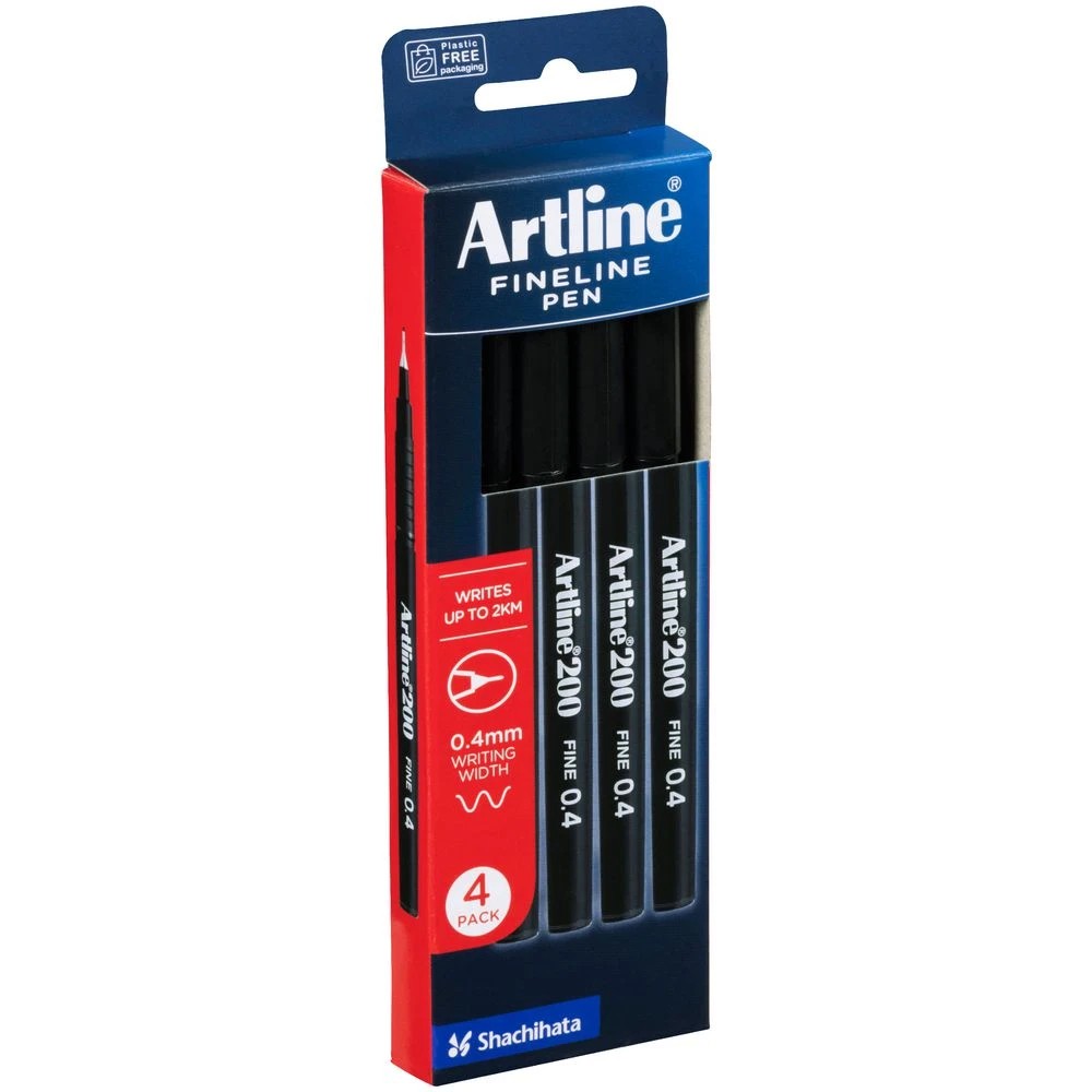 7 Artline 200 Fineliners Black 4 Pack, 7 of 7