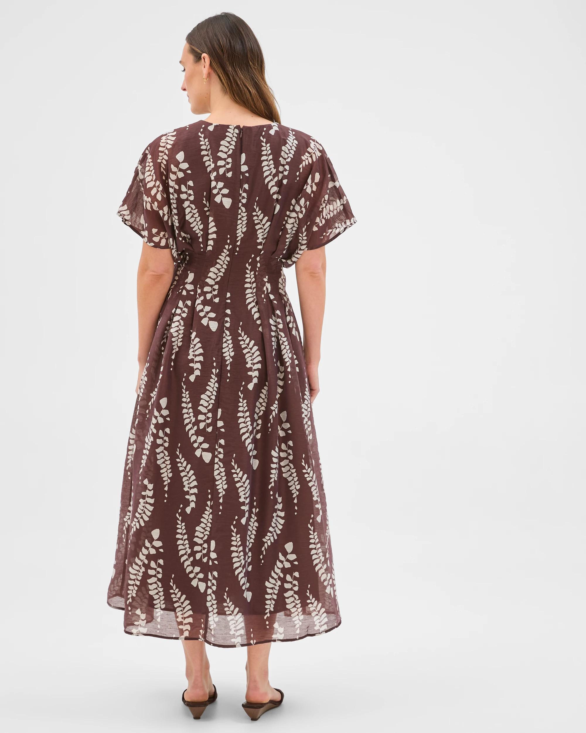 7 Preview Short Sleeve Tuck Detail Midi Dress ORGANIC FLORAL, 7 of 7
