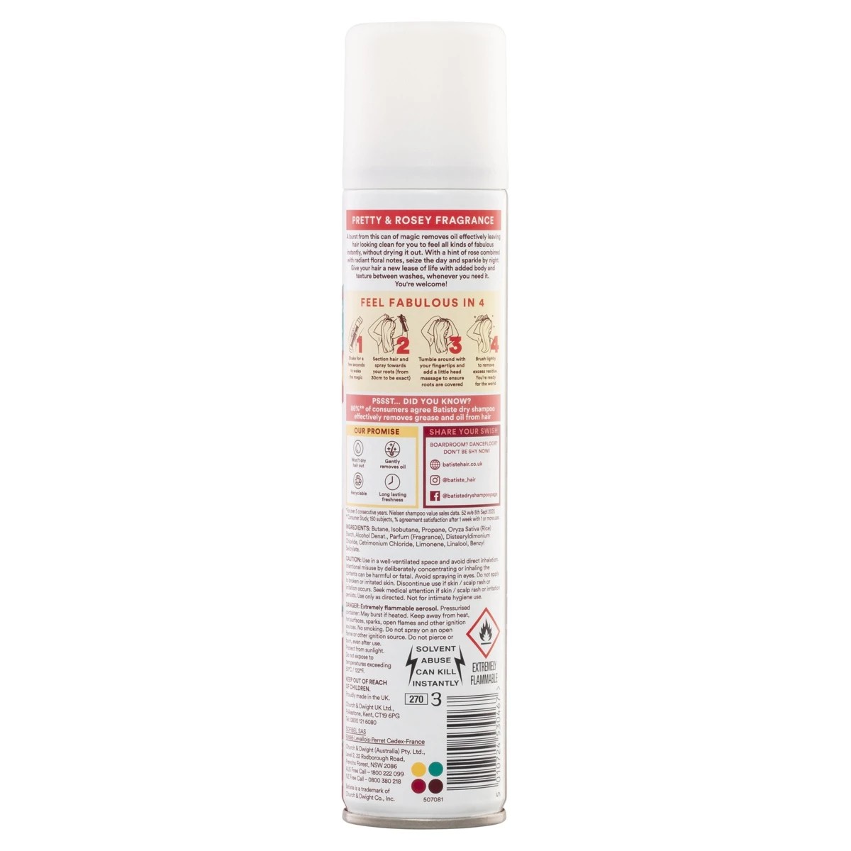 2 Batiste Instant Hair Refresh Dry Shampoo 200ml - Radiant Rose, 2 of 6