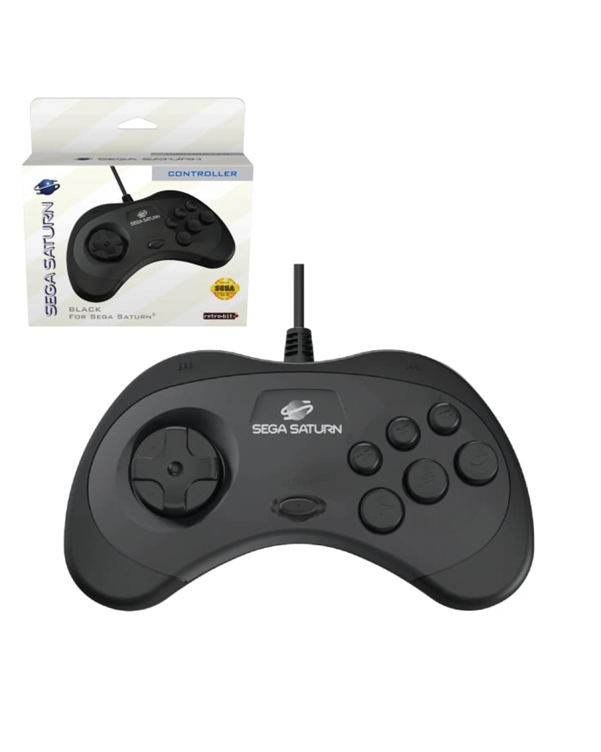1 Retro-Bit Sega Saturn Wired Control Pad - Black, 1 of 4