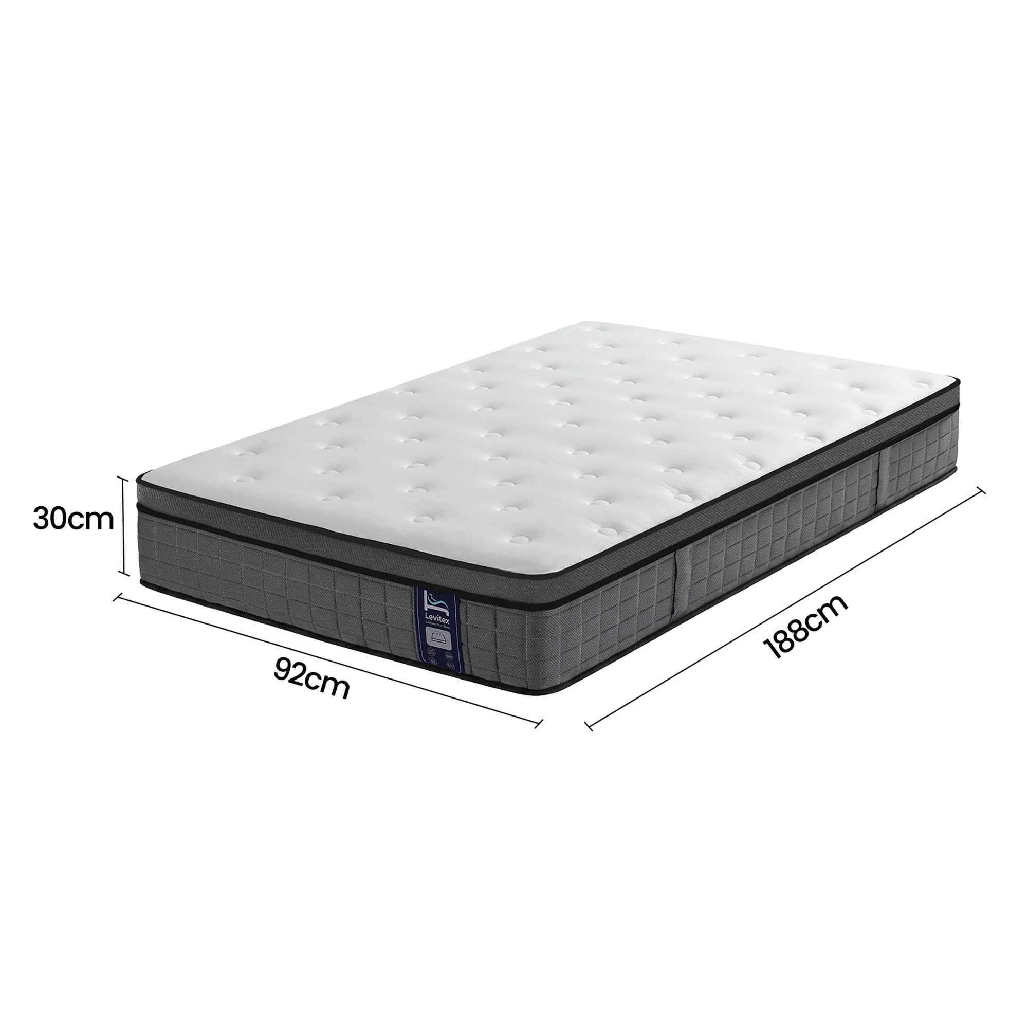 2 Levitex Mattress 5-Zone Pocket Spring Extra Edge Support 30CM - Single Bed - Multi, 2 of 10