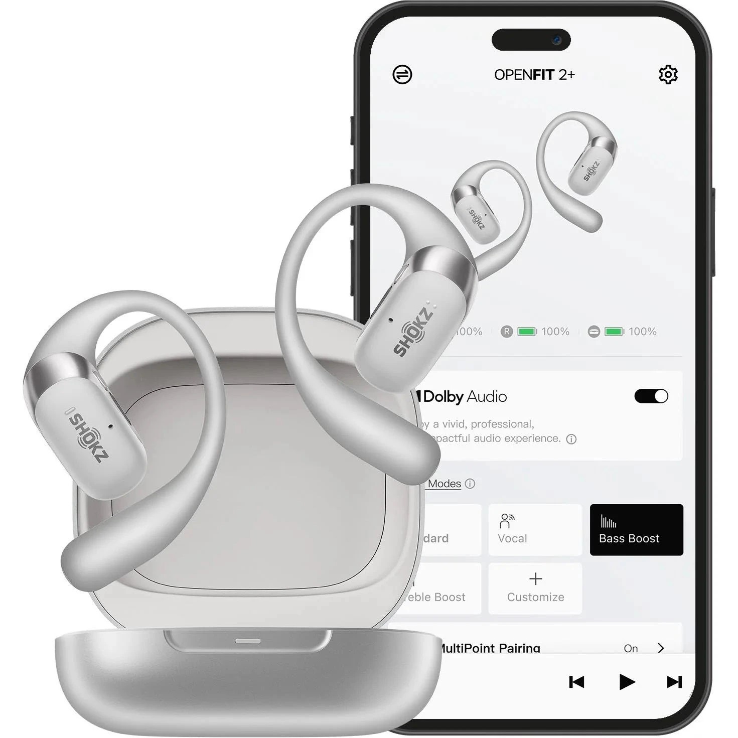 2 Shokz OpenFit 2+ Open-Ear True Wireless Earbuds - Grey, 2 of 10