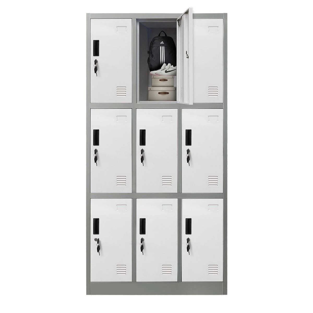 4 Ausway 9 Doors Locker Cabinet Steel Storage Cupboard for Office School Gym - Multi, 4 of 6