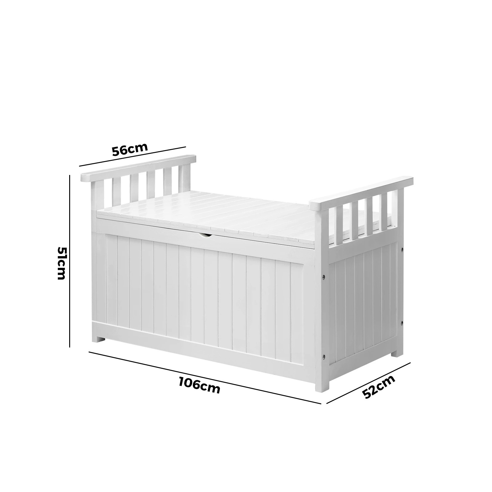 2 Livsip Outdoor Storage Box Wooden Garden Bench Chest Tool Container L - White, 2 of 7