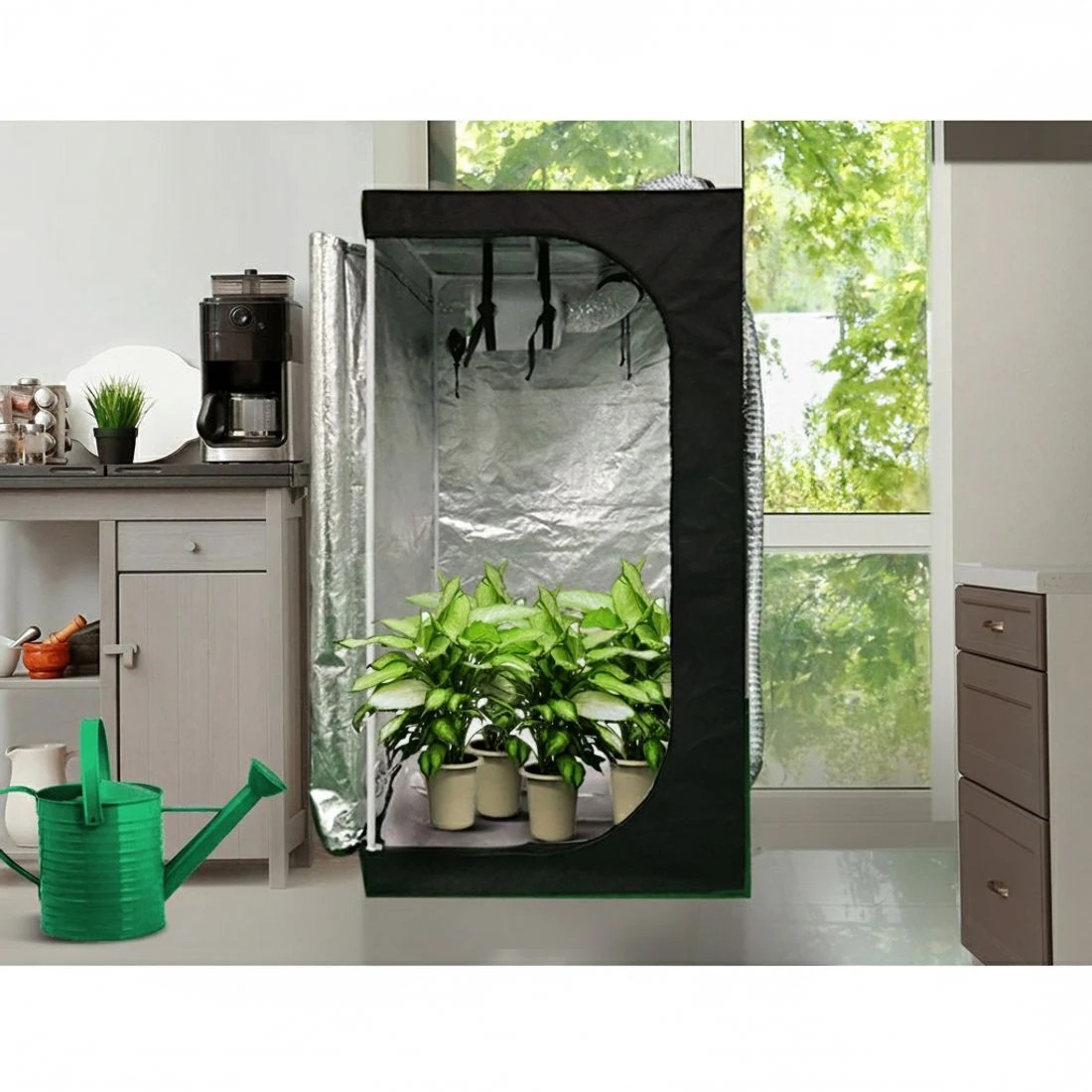 4 Green Fingers 6"Ventilation Kit Fan Hydroponics Grow Tent Kit Carbon Filter Duct - Silver, 4 of 9