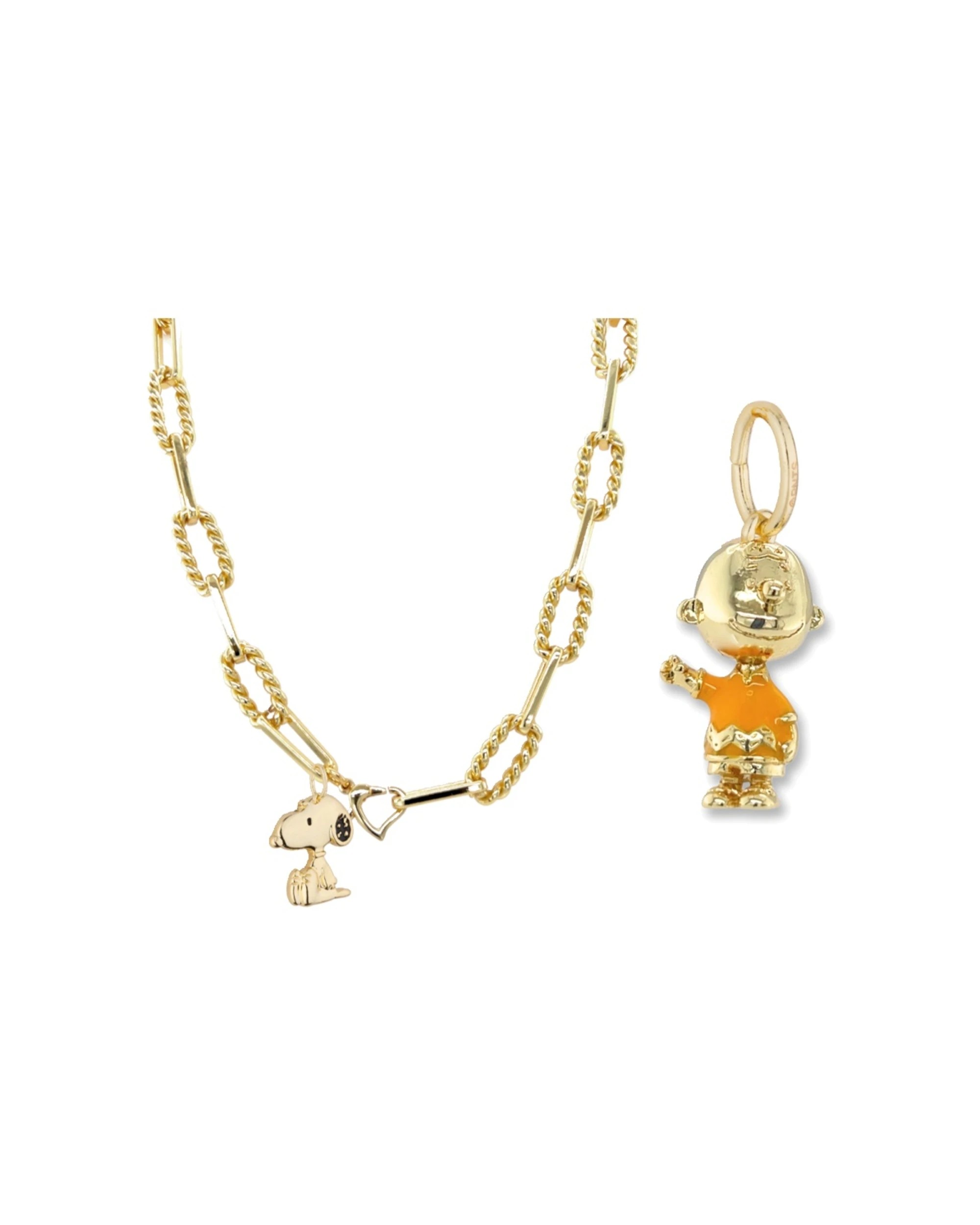 1 Couture Kingdom Peanuts Snoopy Necklace & Charlie Brown Charm - Gold, 1 of 4