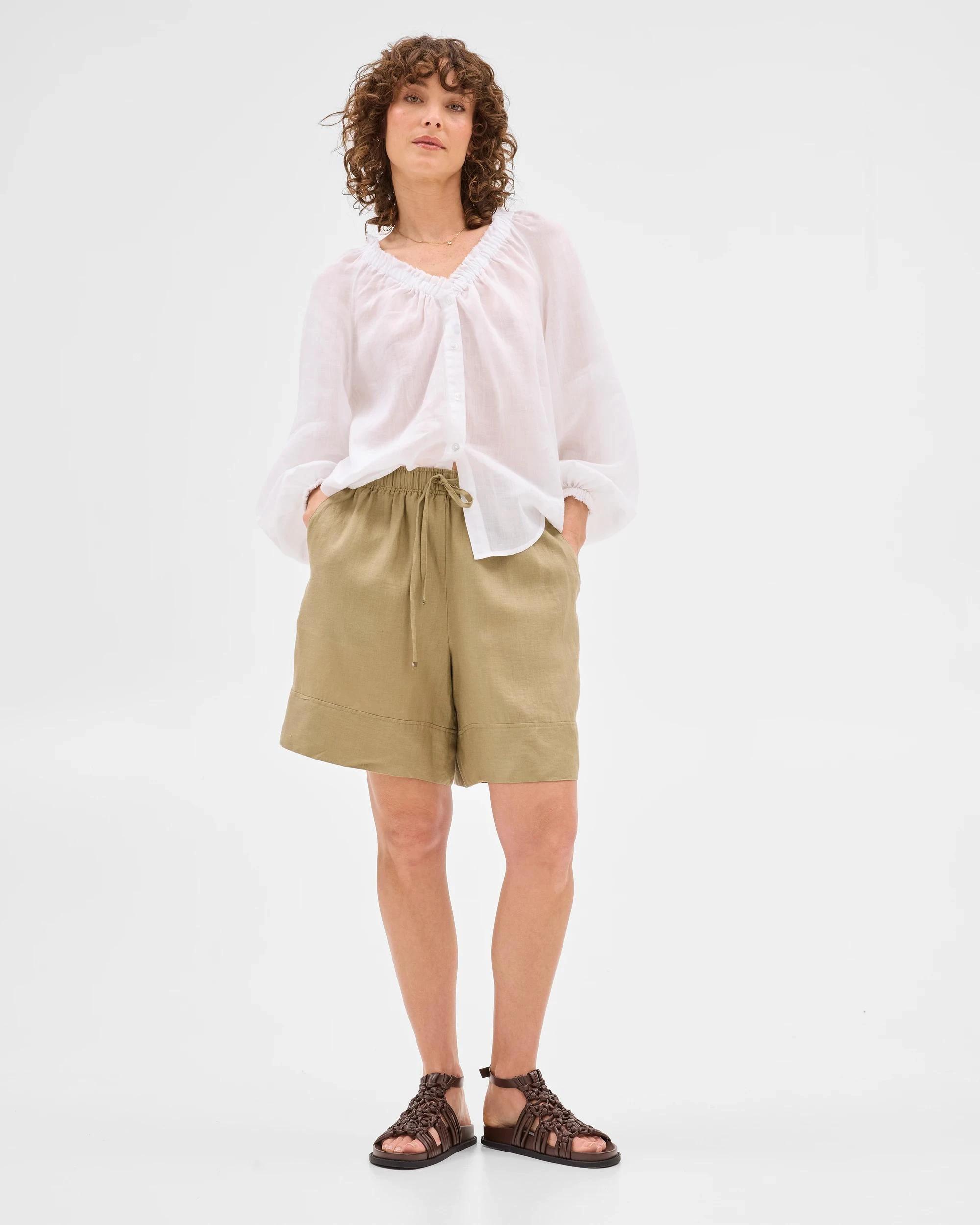 1 Target European Linen Long Shorts QUINOA, 1 of 6