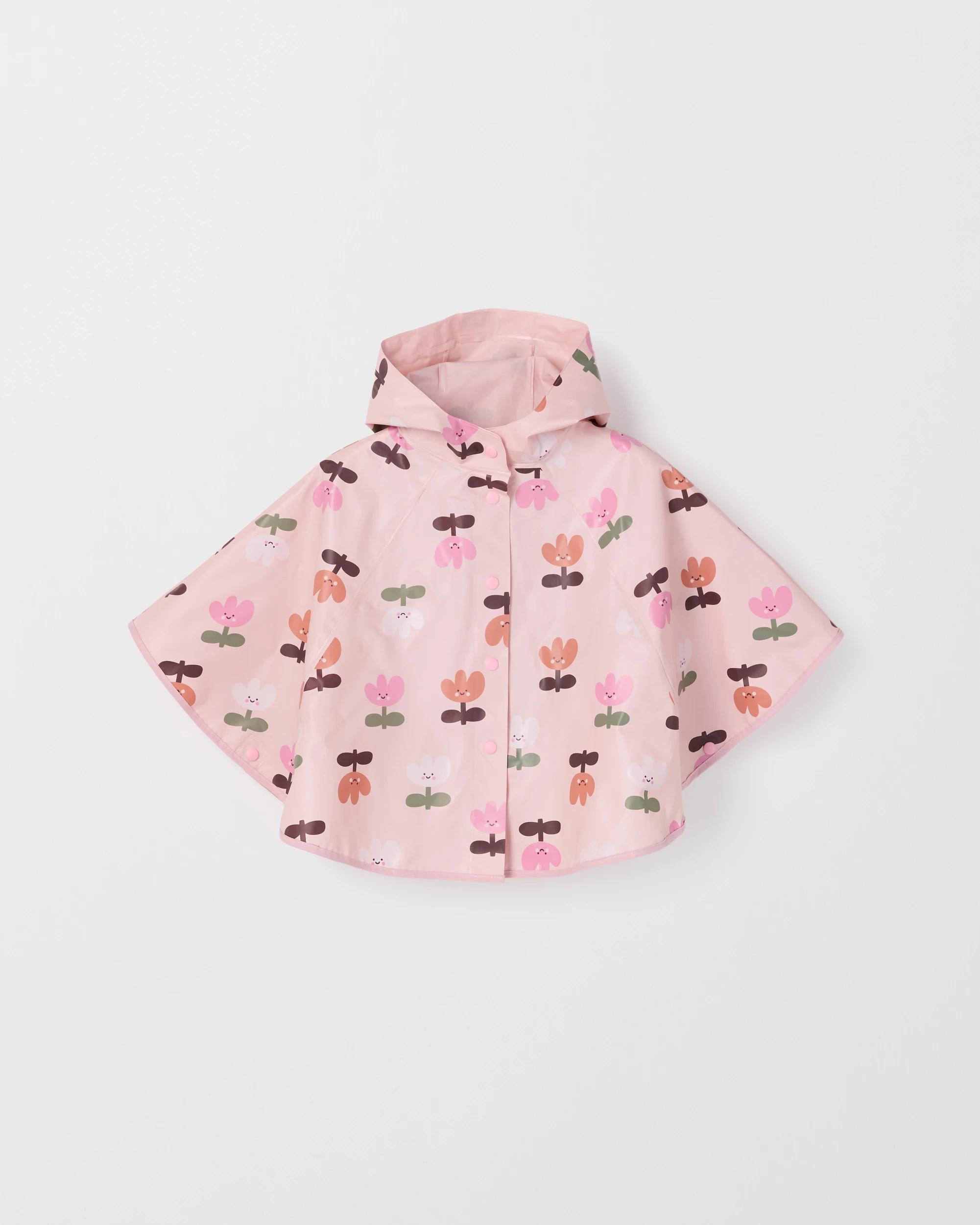 1 Target Kids Tulip Print Poncho Raincoat PINK, 1 of 3