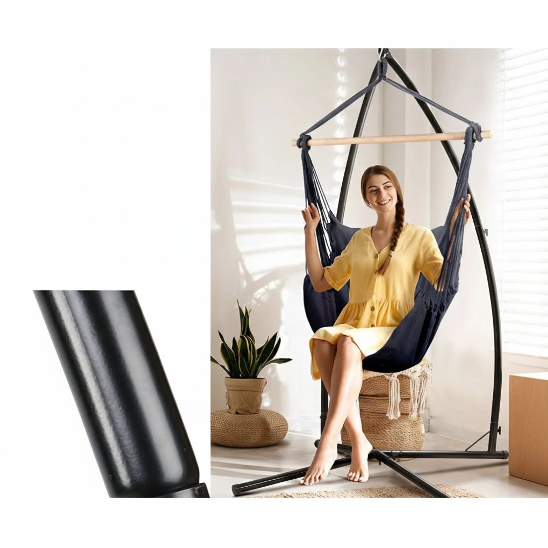 3 Gardeon Hammock Chair Outdoor Camping Hanging with Steel Stand - Multi, 3 of 6