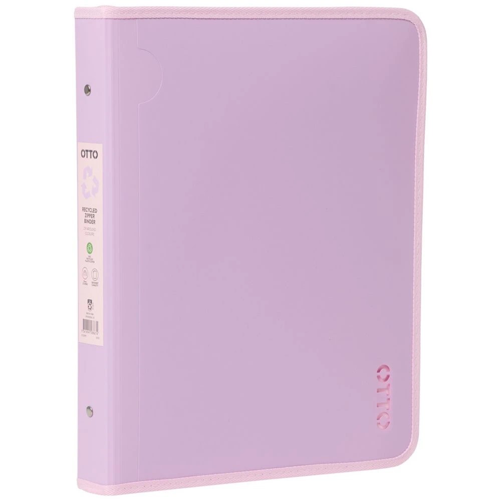 1 Otto A4 2 D-Ring Zipper Binder Purple, 1 of 5