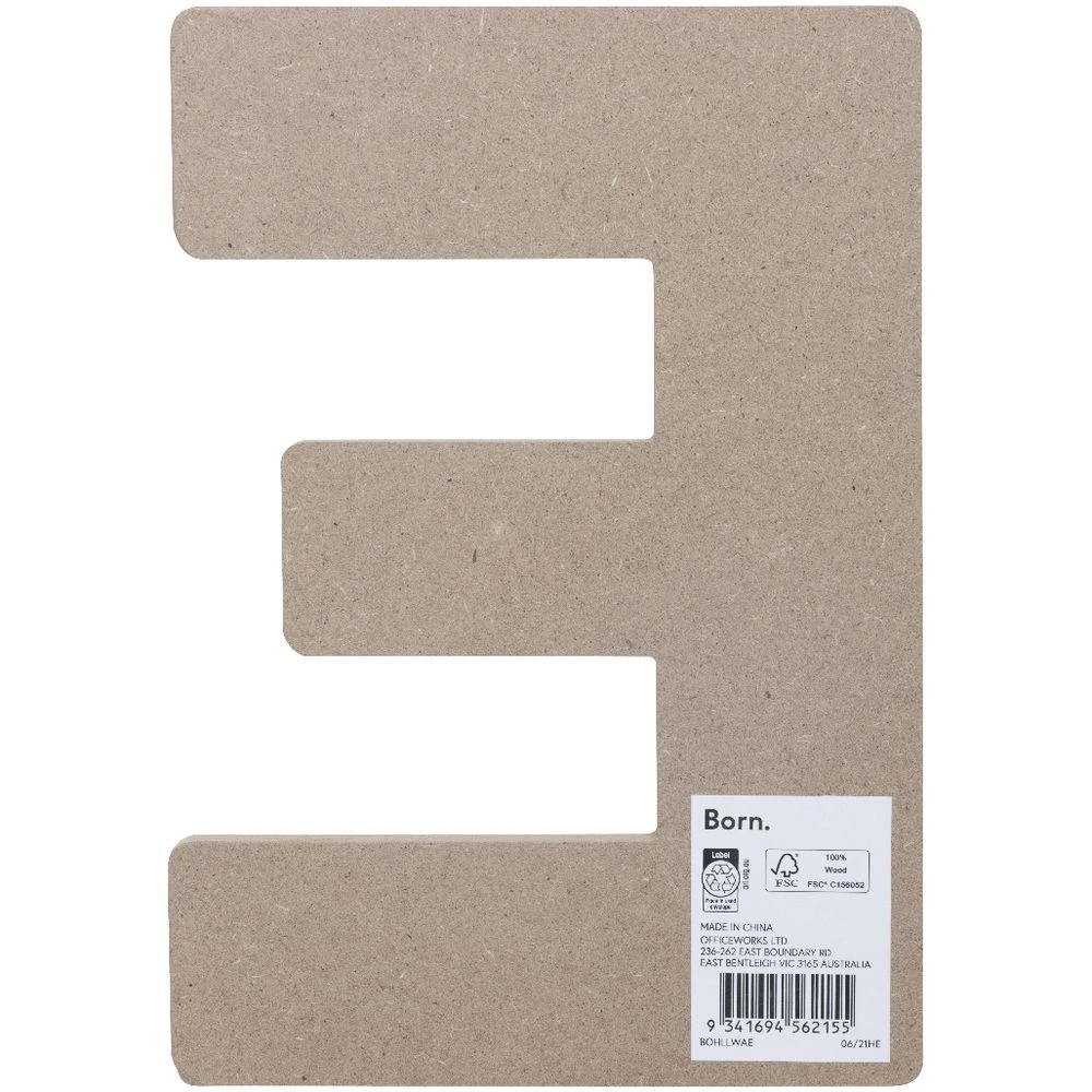 2 Born Wooden Alphabet Letter E 20cm, 2 of 3