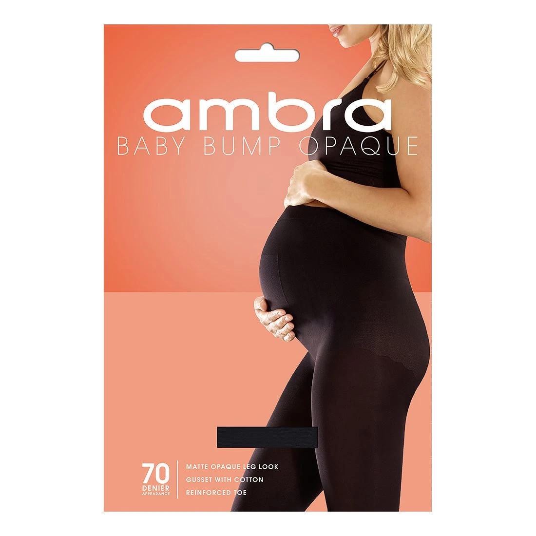 1 Ambra 1 Pack 70 Denier Baby Bump Opaque Tights BLACK