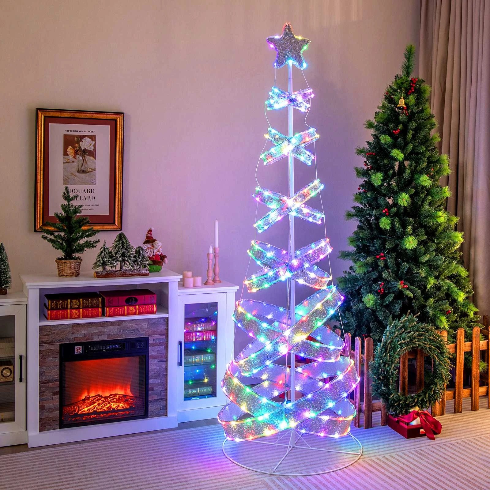 2 Costway 210CM Pre-lit Spiral Christmas Tree Xmas LED String Lights Collapsible Color Changing, 2 of 3