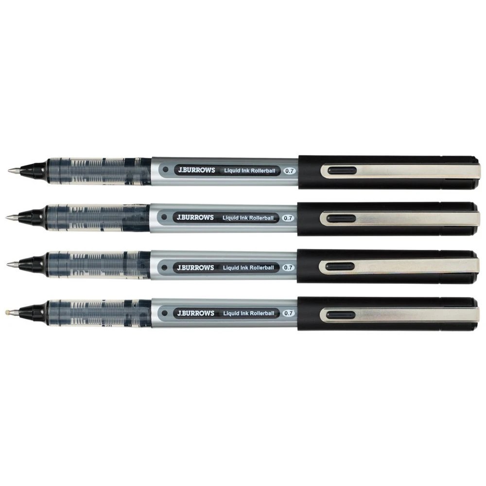 2 J.Burrows Rollerball Pen 0.7mm Black 4 Pack, 2 of 4