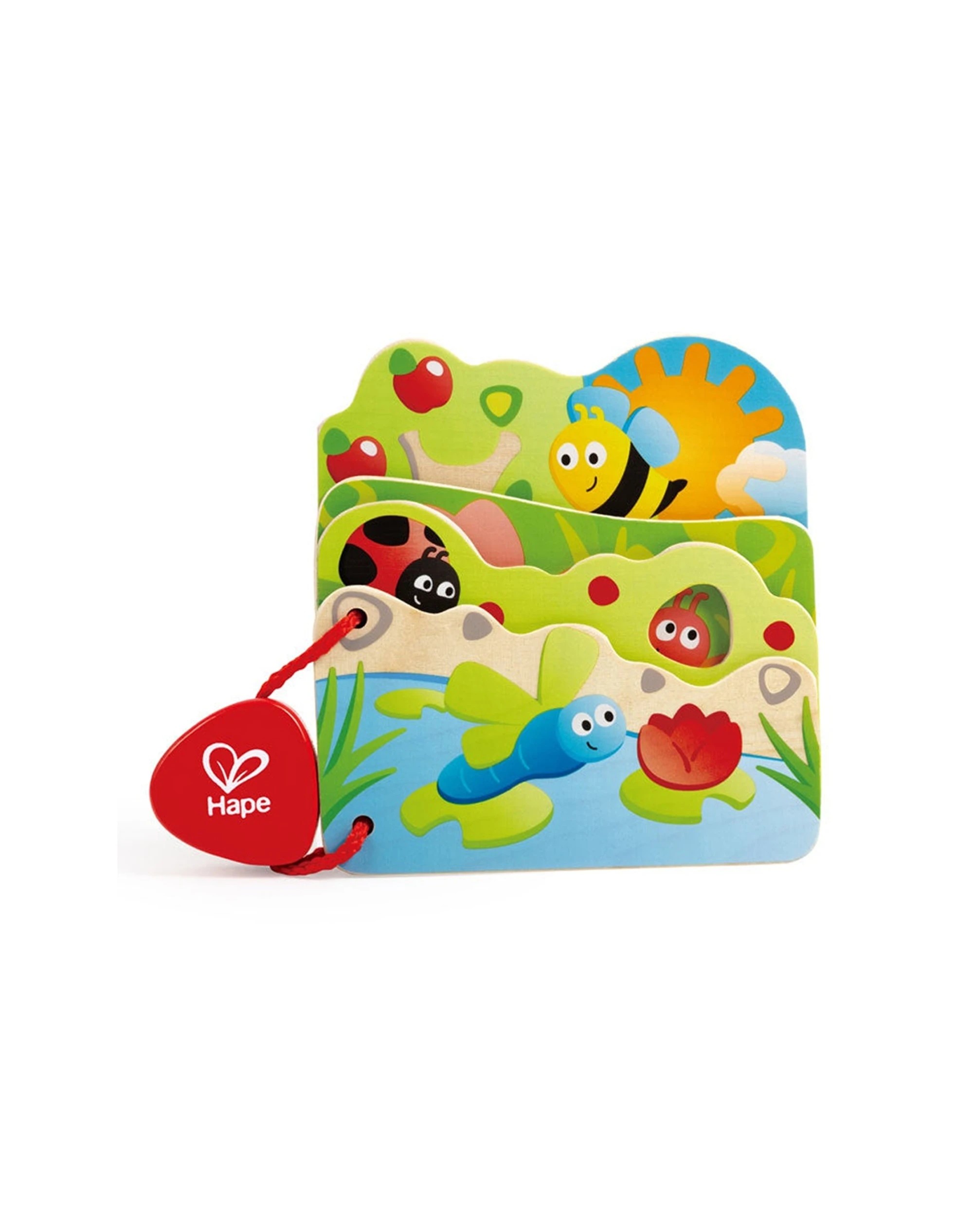 1 Hape Baby's Bug Wooden Book Safe To Chew For Toddlers 16x12.5cm - Multi, 1 of 4