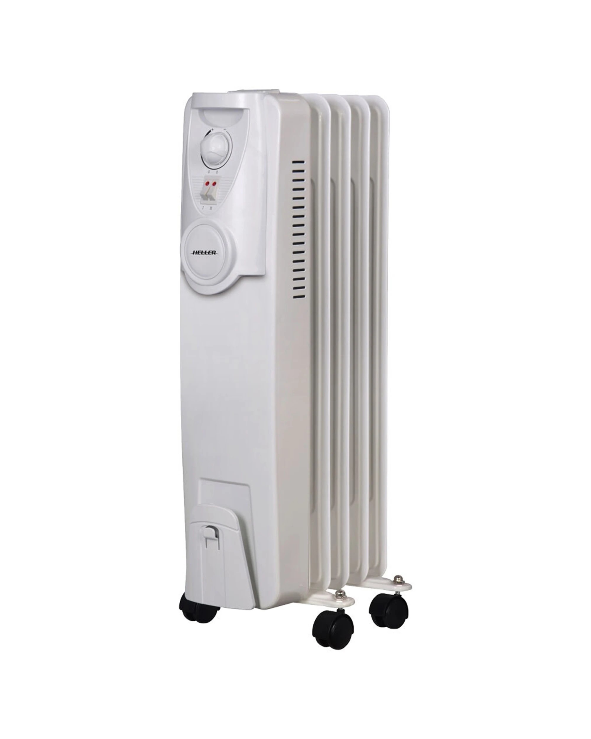 1 Heller Oil Heater 5 Fin Oil Filled Radiator - Thermostat Control Heater - White, 1 of 3