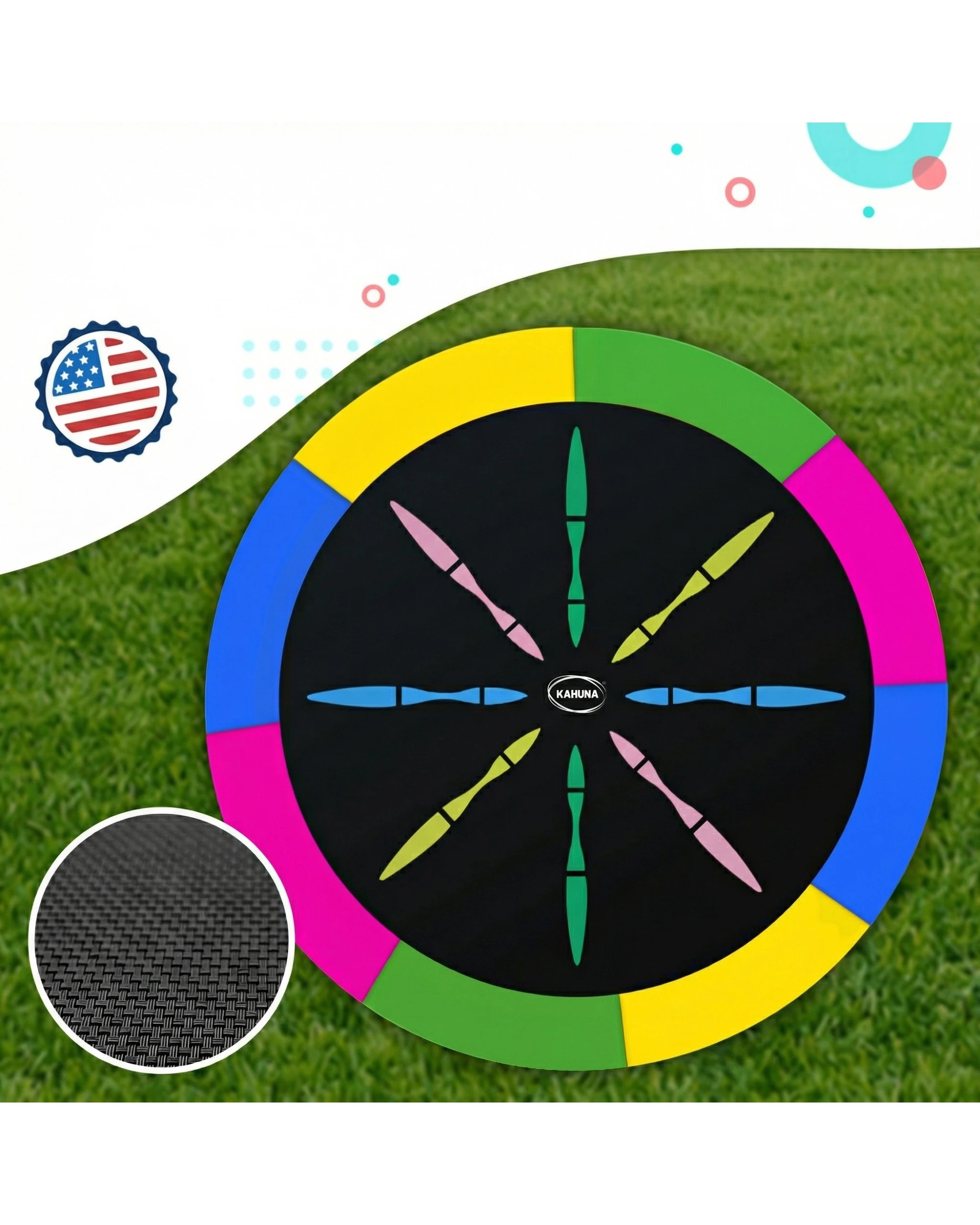 6 Kahuna Trampoline 6 ft with Basketball Set and Roof - Rainbow - Pattern, 6 of 8