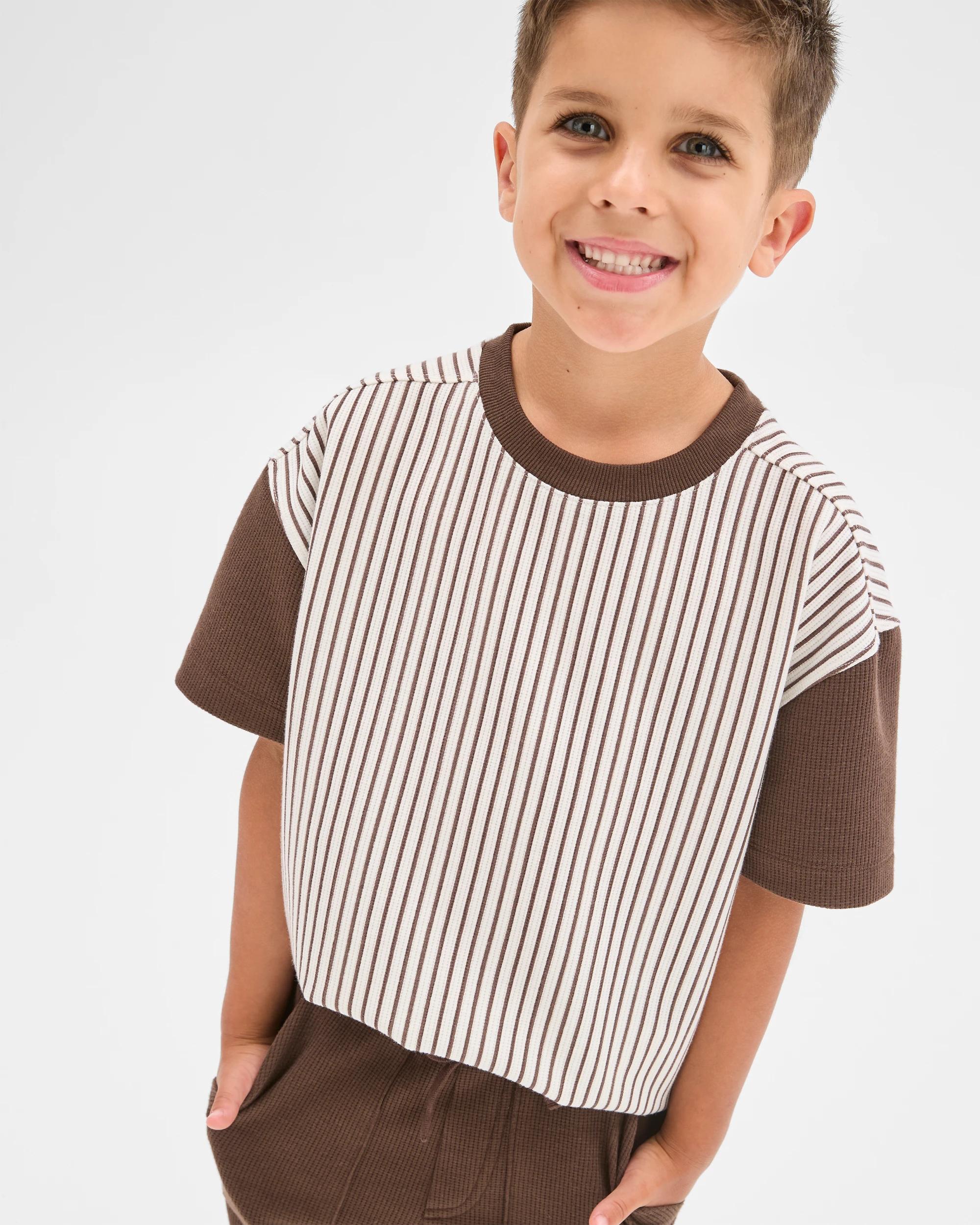 2 Target Kids Waffle T-Shirt and Shorts 2 Piece Set BROWN, 2 of 6